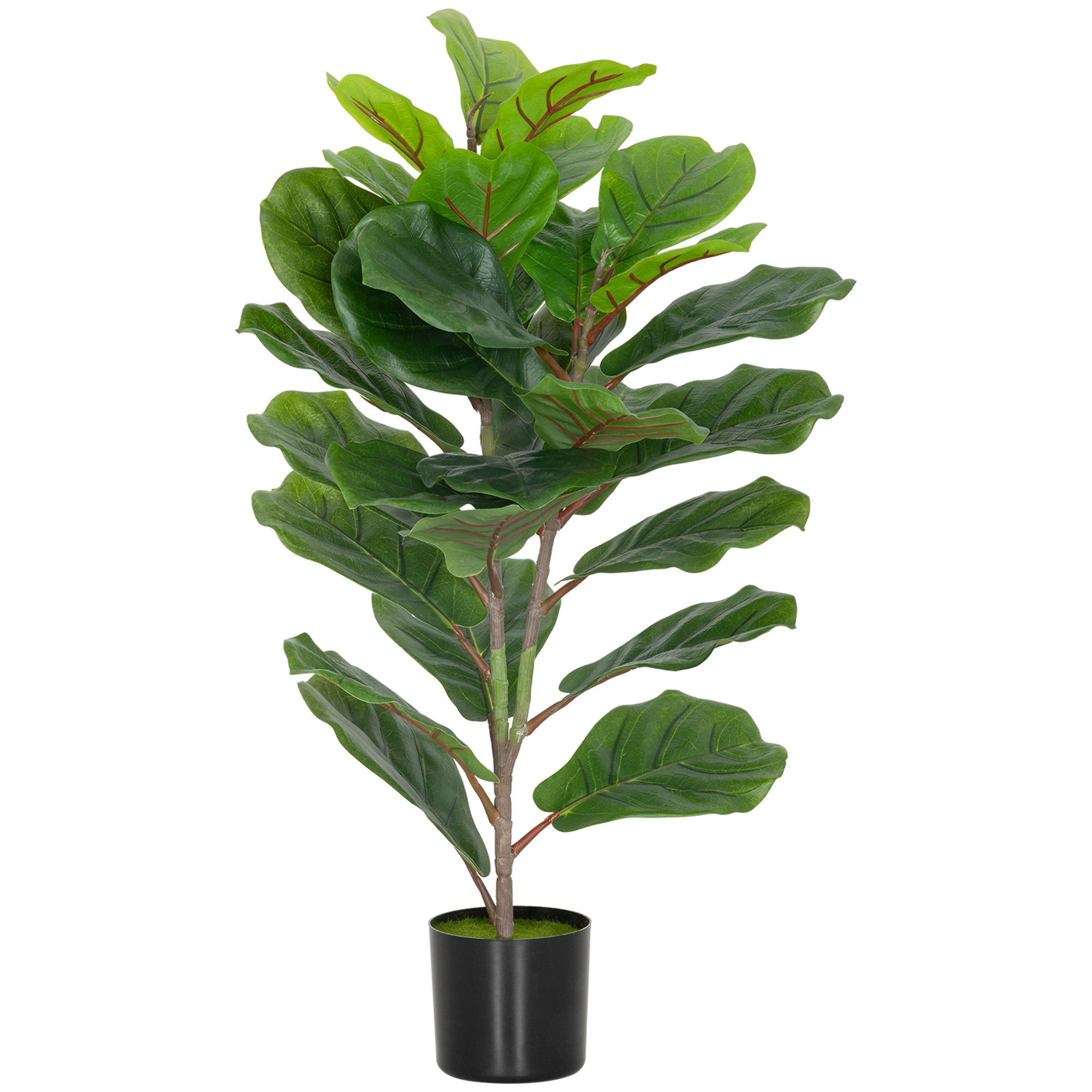 Living & hol -  Planta Artificiala Ficus Lyrata inalta de 80 cm, Decorativa pentru Interior cu Ghiveci, Verde
