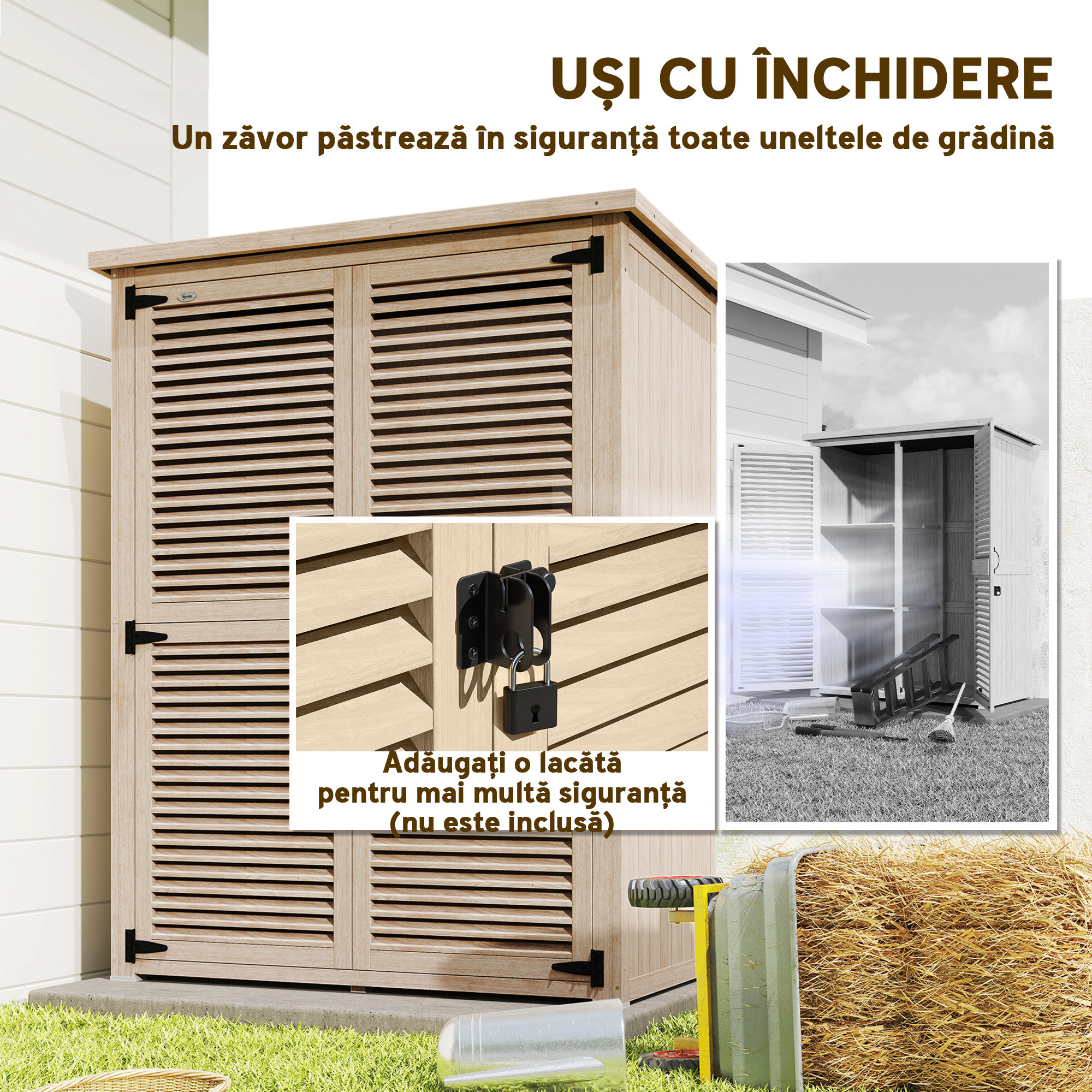  Magazie de Gradina din Lemn, Dulap de Depozitare [6]