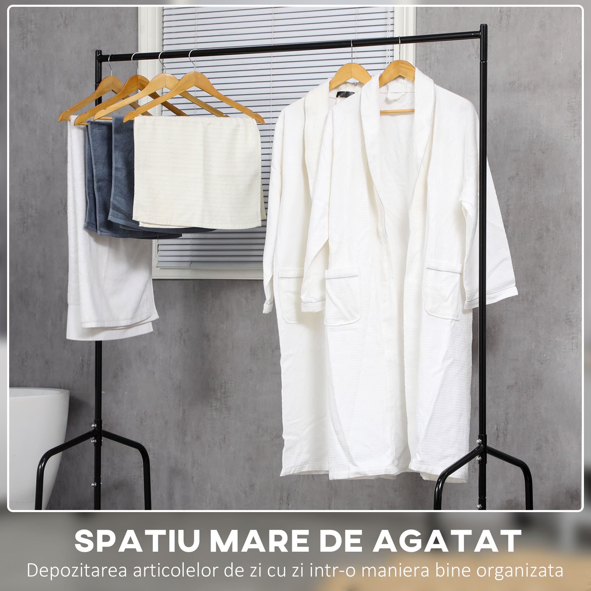  Suport pentru haine cu 4 roti de fier, 150x60x150cm [3]