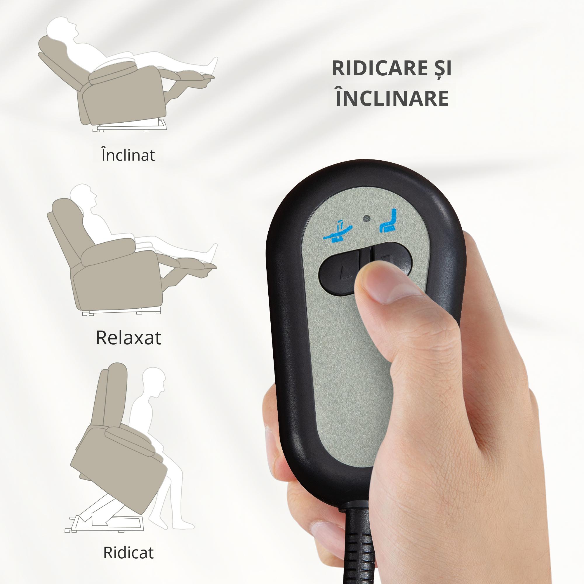  Fotoliu Rabatabil Electric - Bej, Cu Taburet & Telecomanda [7]