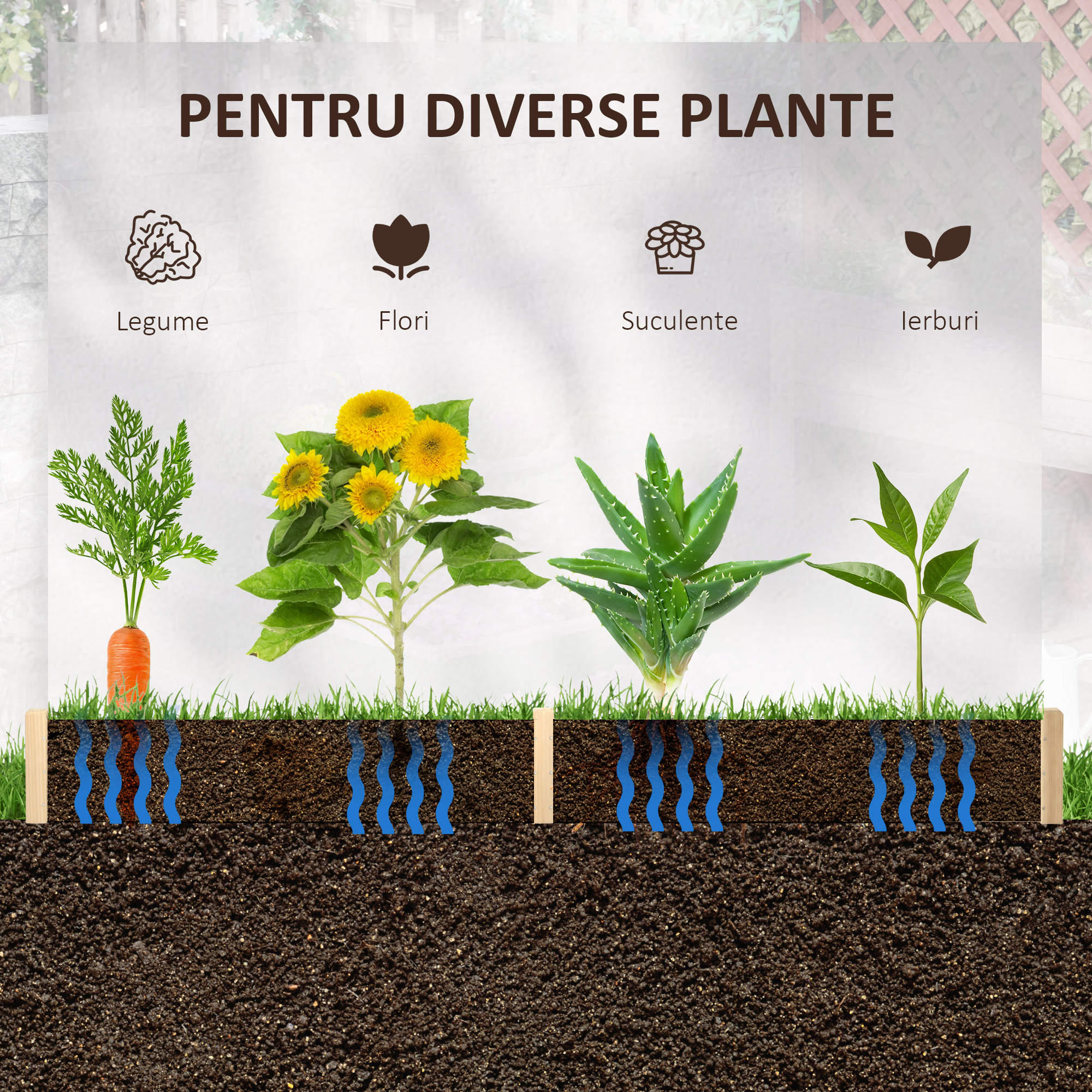  Pat de Gradina fara Baza si cu Structura de blocare, din Lemn, 100x92x16cm [5]