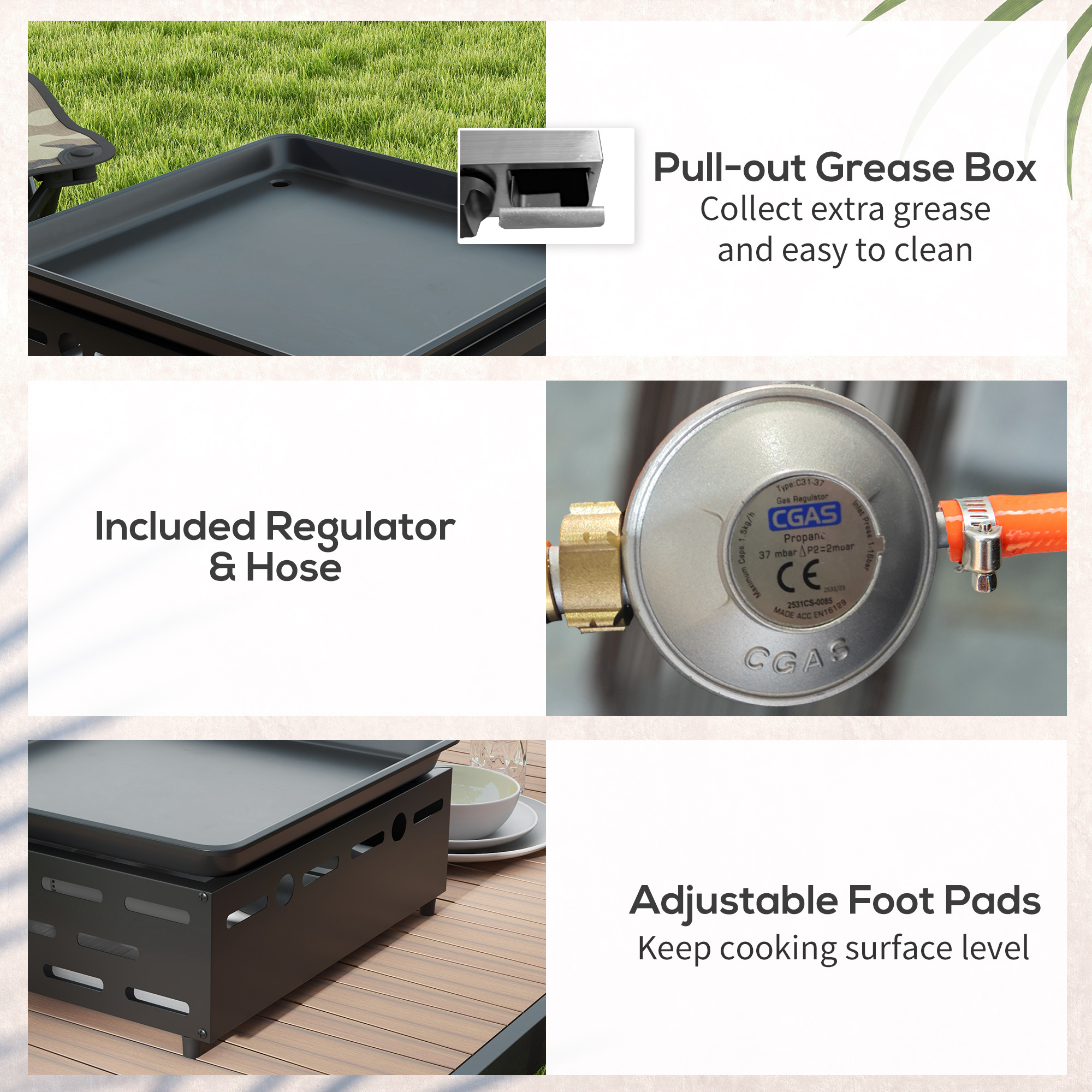  Plita de gratar pe gaz cu 2 arzatoare, suprafata antiaderenta si putere de 4,8 kW, argintiu [6]