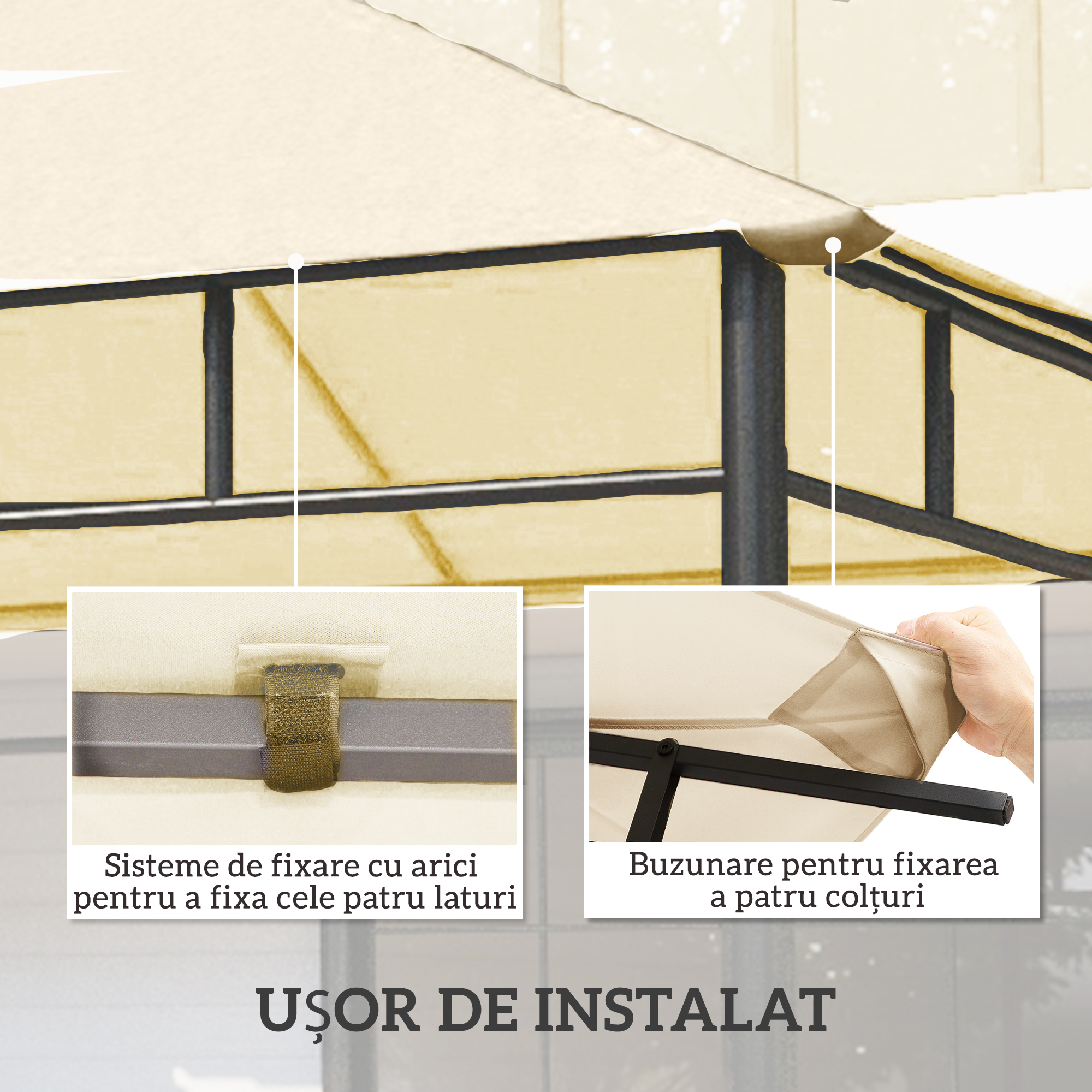  Tetto di Ricambio Telo Sostitutivo per Gazebo Traspirante 3x3m [4]