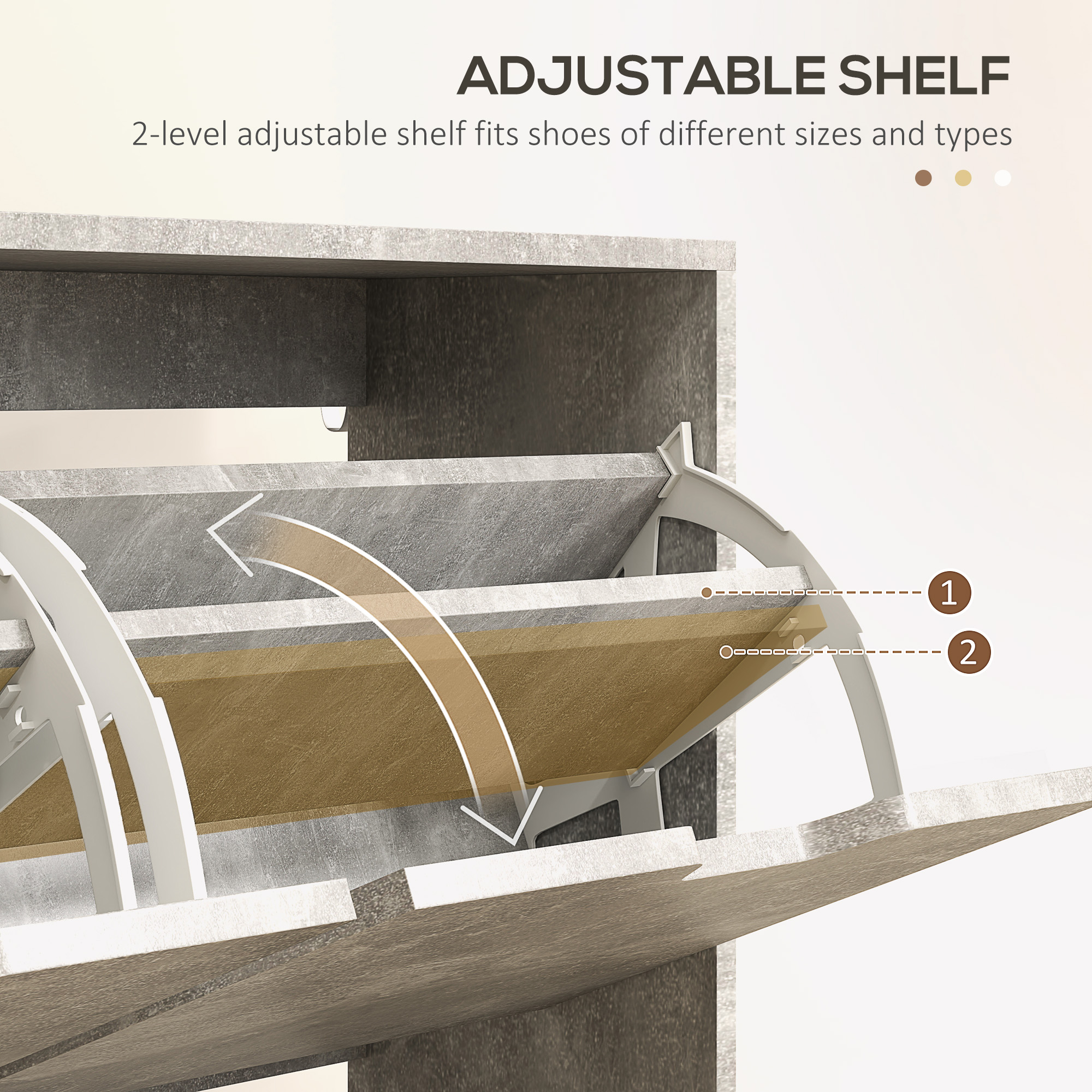  Pantofar cu 4 Sertare Rabatabile pe 2 Niveluri pentru 16 Perechi de Pantofi, 95x26x95 cm, Gri [4]