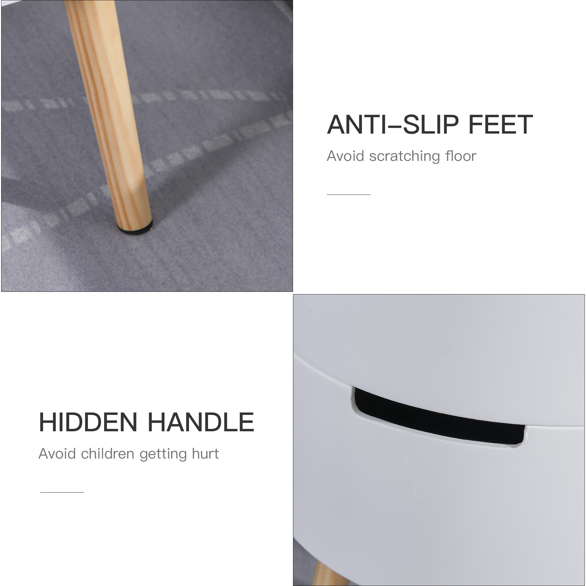  masuta de cafea rotunda, Φ38 x 48,3cm, lemn, alb [8]