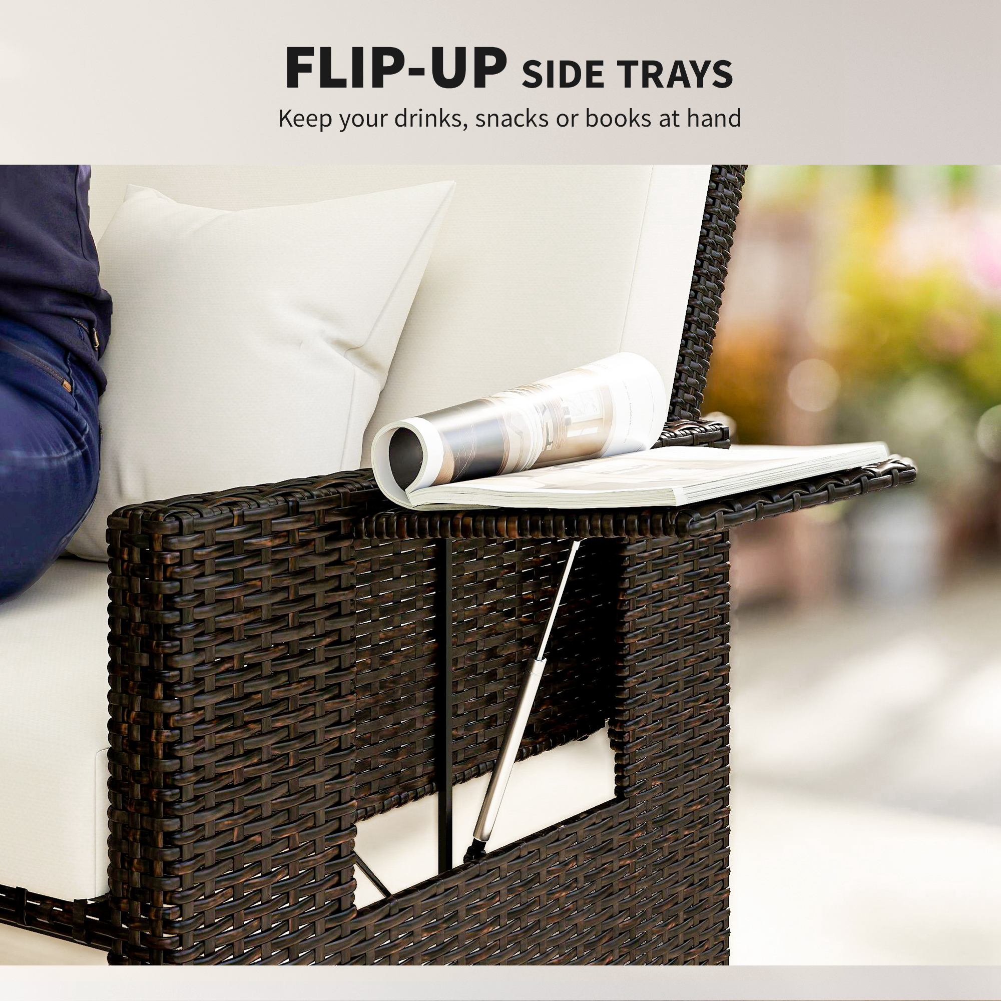  Canapea de Gradina cu Banca Mobilier de Gradina din Ratan Maro [7]