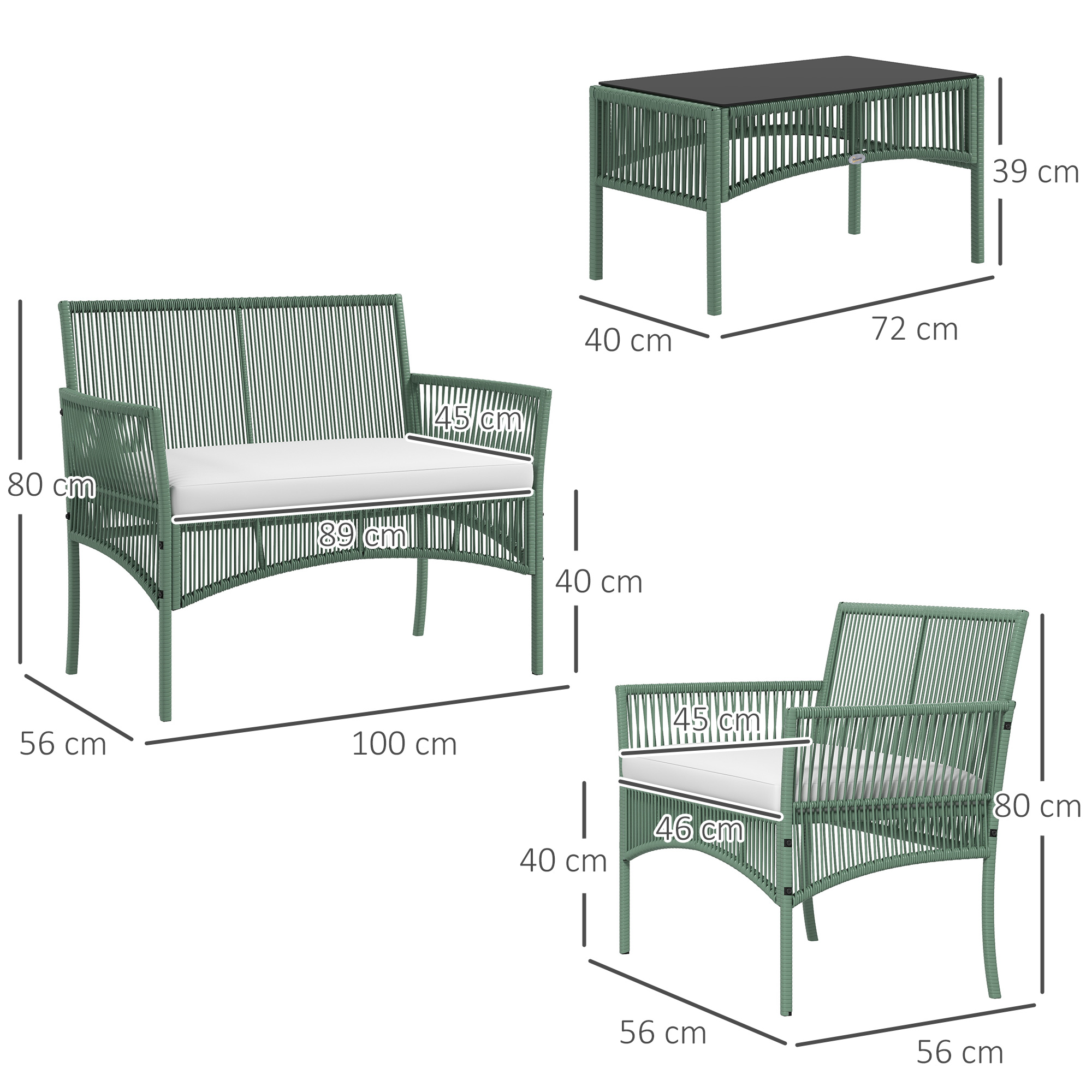  Set de Mobilier pentru Curte, Verde inchis [2]