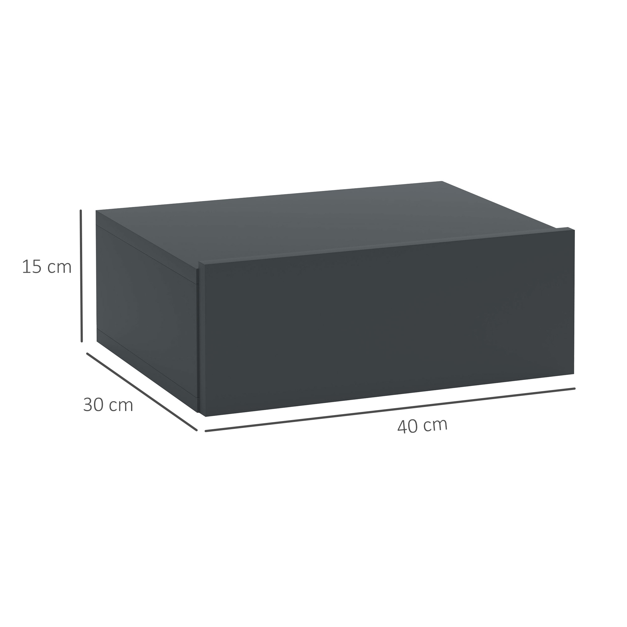  Noptiera Suspendata Moderna cu Sertar, din Lemn, 40x30x15 cm, Negru [2]