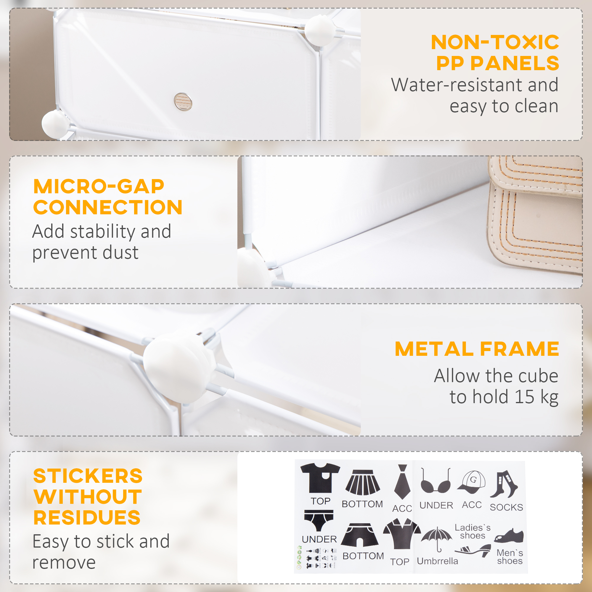  Dulap Haine Dulap Pantofi Modular din Plastic 6 Cuburi Alb, 75x37x73cm [5]