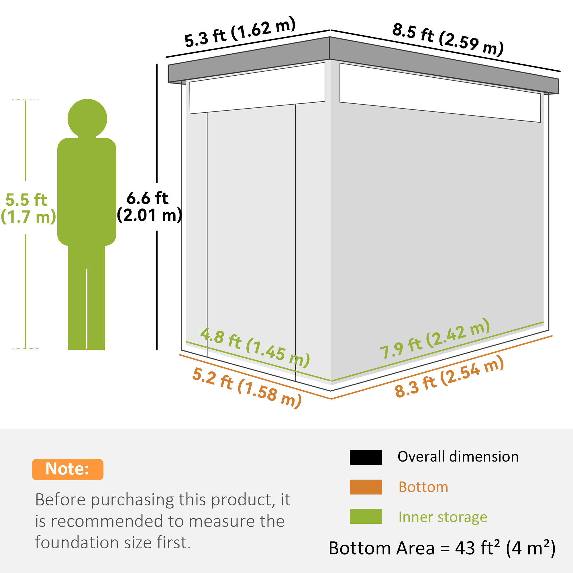  Magazie de Gradina cu Luminator Superior din Acril si Orificii de Drenaj, 162x259x201 cm, Gri inchis [2]