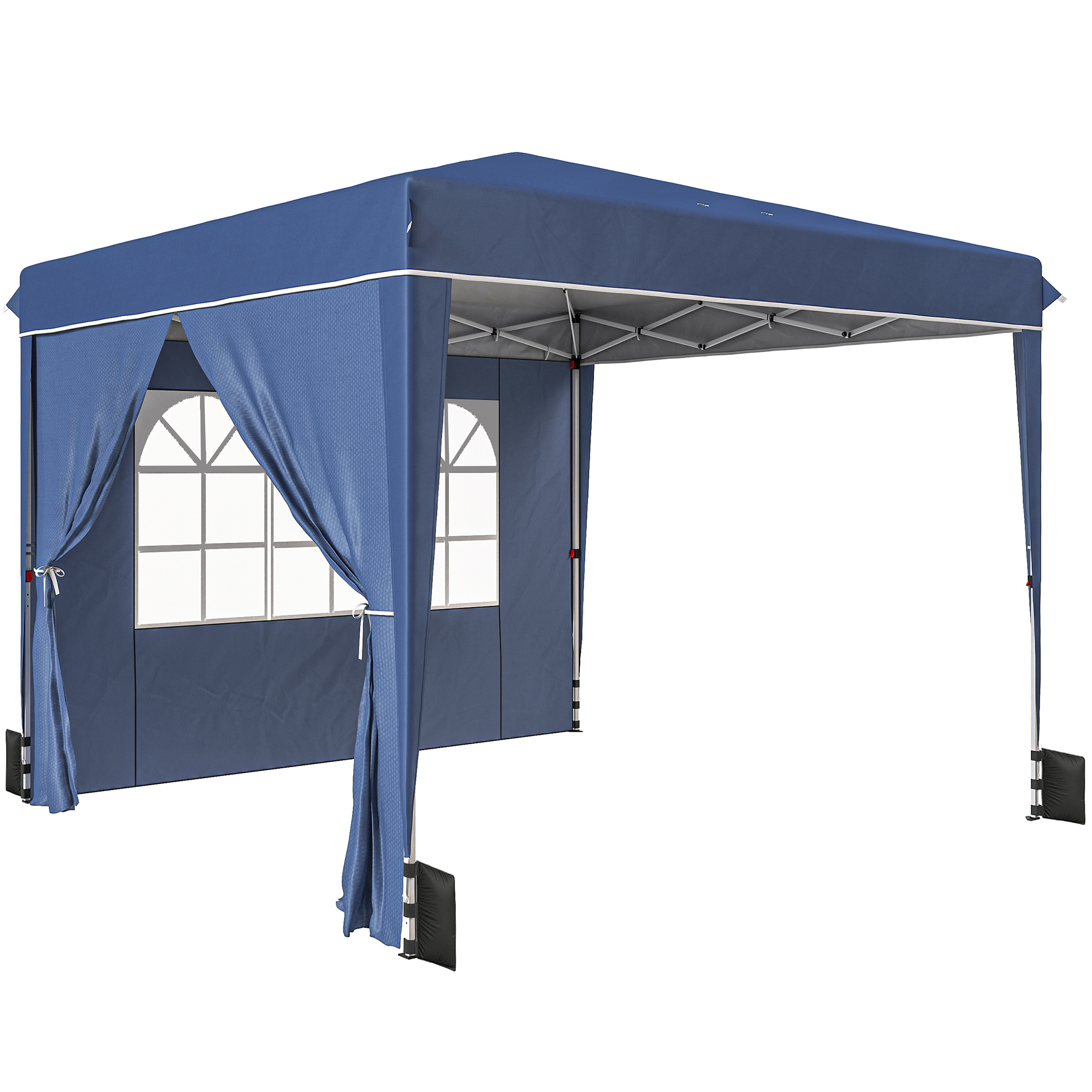 Gradina & balcon -  Foisor 3x3 m Pliabil Pop Up cu inaltime Reglabila, Foisor de Gradina cu Pereti Laterali, Saci de Nisip, Geanta de Transport, UV50+, pentru Exterior, Camping, Petreceri, Albastru inchis