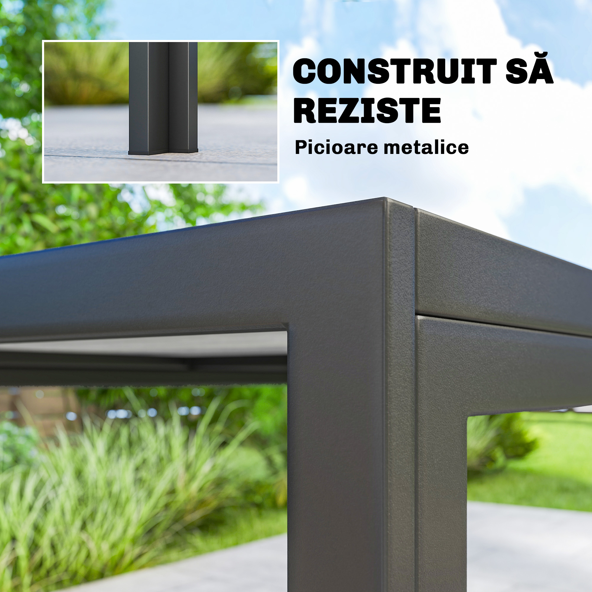  Masa de gradina exterior pentru 6 persoane, balcon pentru terasa, pentru dining in aer liber [5]