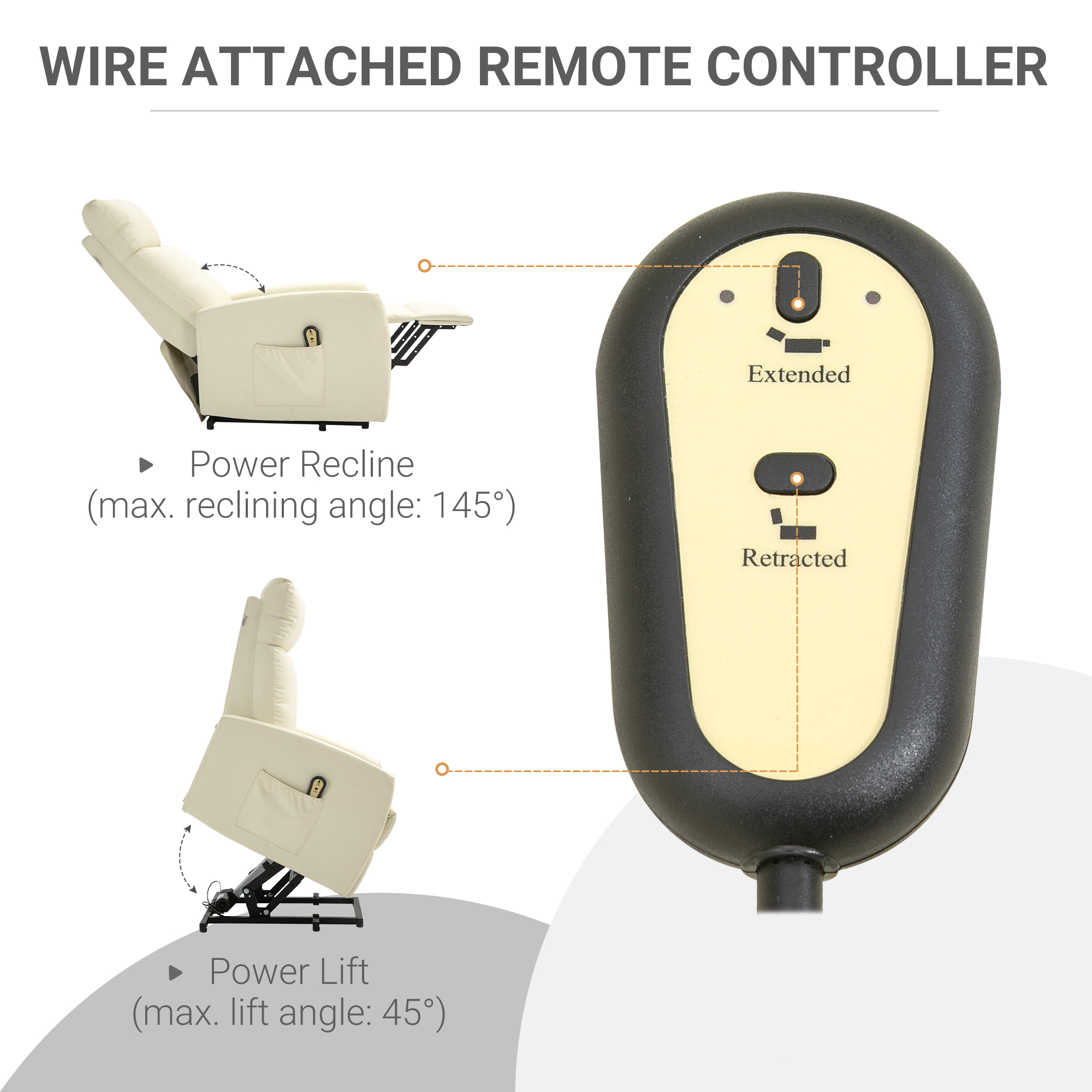  Fotoliu Piele Ecologica - Telecomanda, inclinare 145°, Suport Picioare [4]
