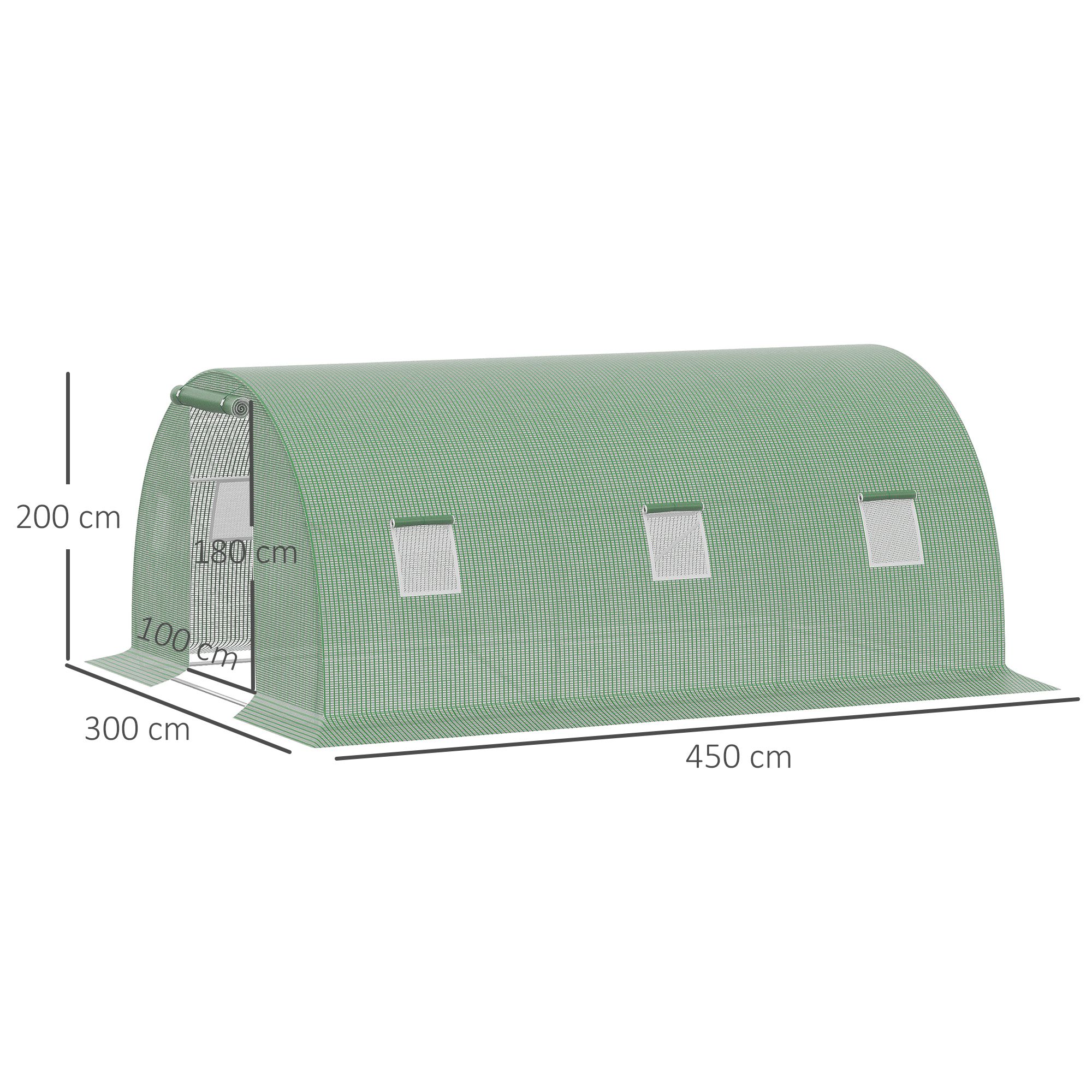  Sera Tunel de Exterior cu Copertina din PE, Usa cu Fermoar si 6 Ferestre, Verde [2]