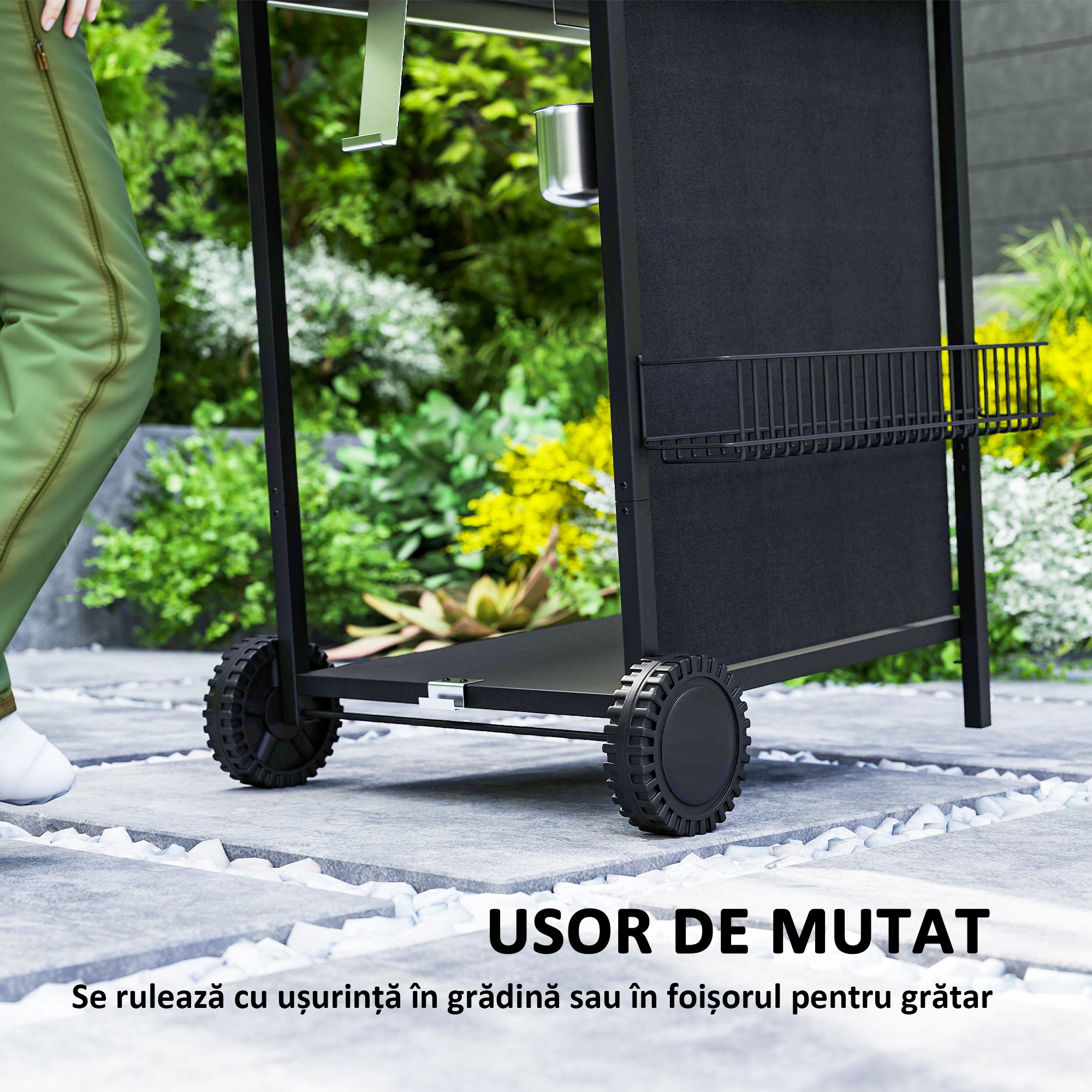  Gratar pe Gaz cu 4 Arzatoare Independente si Capac cu Termometru, 108x54x97 cm, Negru [7]