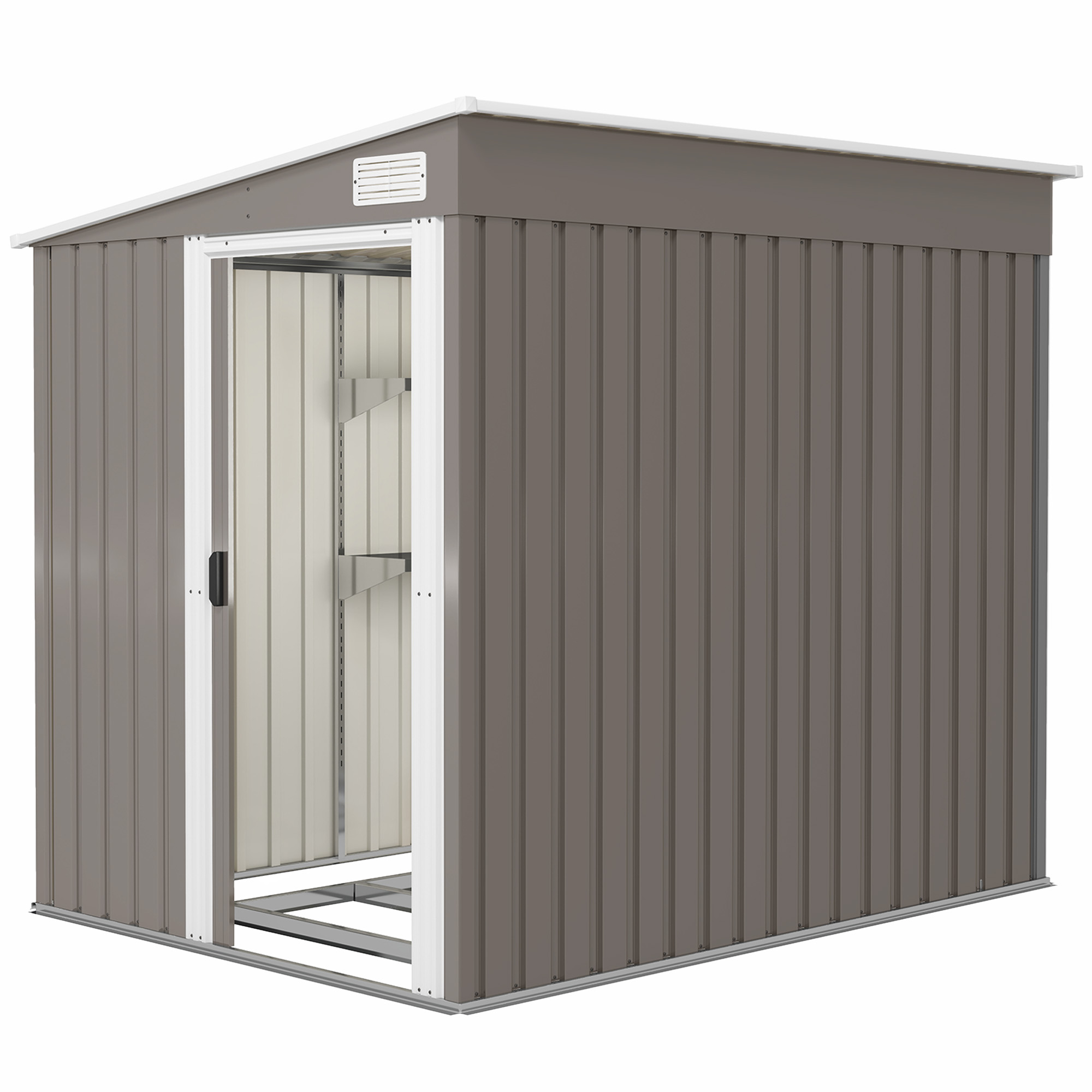  Casuta de Gradina din Metal 1.5x2m Usa Glisanta Gri Deschis [8]