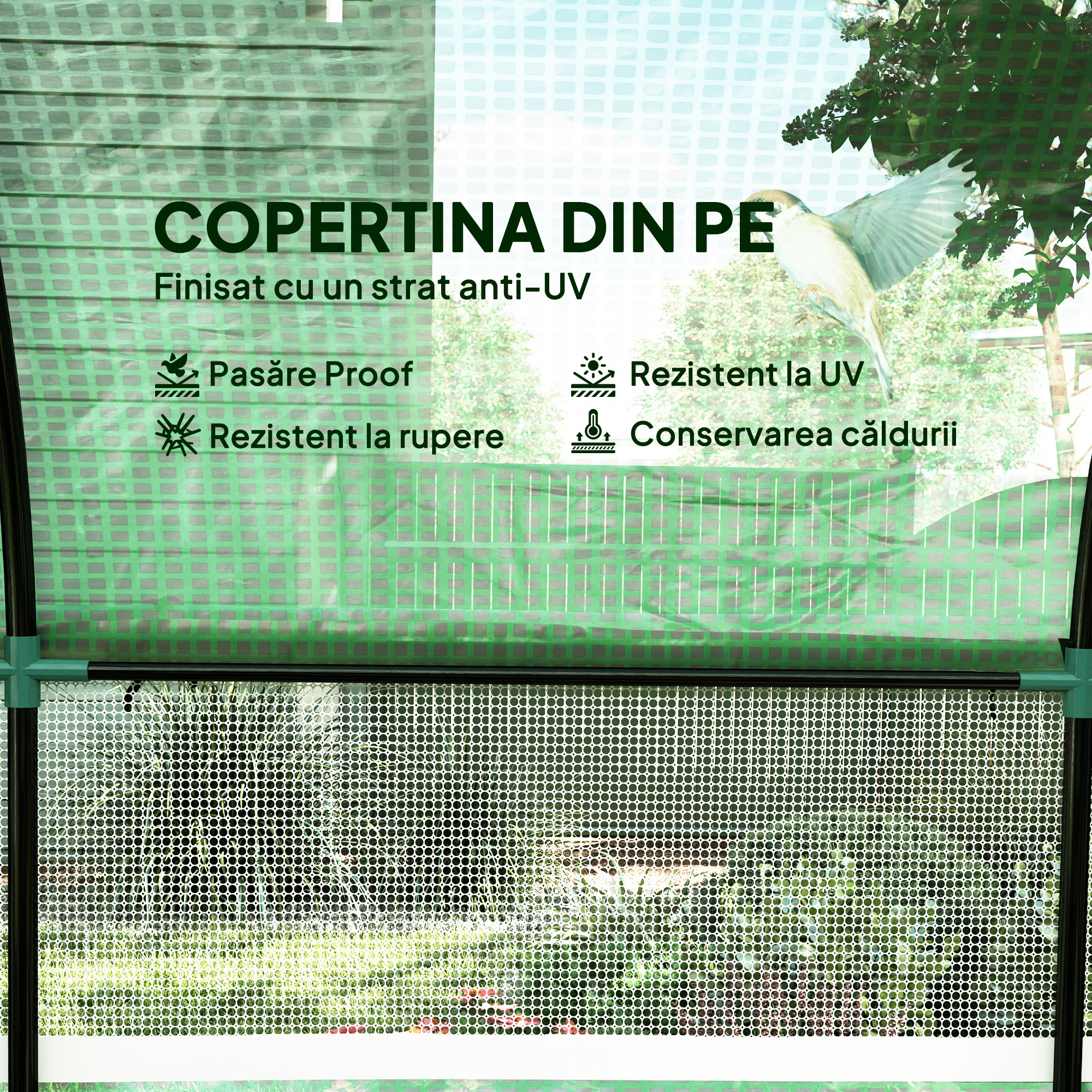  Sera tip tunel pentru gradina 3x3x2 m din otel si PE anti-UV cu usi rulabile si ferestre, verde [3]