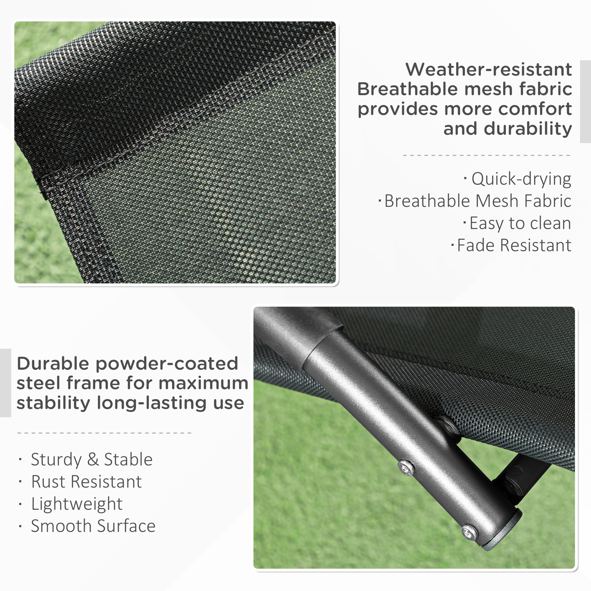  sezlong de Gradina, Balansoar cu Gravitatie Zero, sezlong Impermeabil cu Tetiera, 155x61x88 cm, Negru [5]