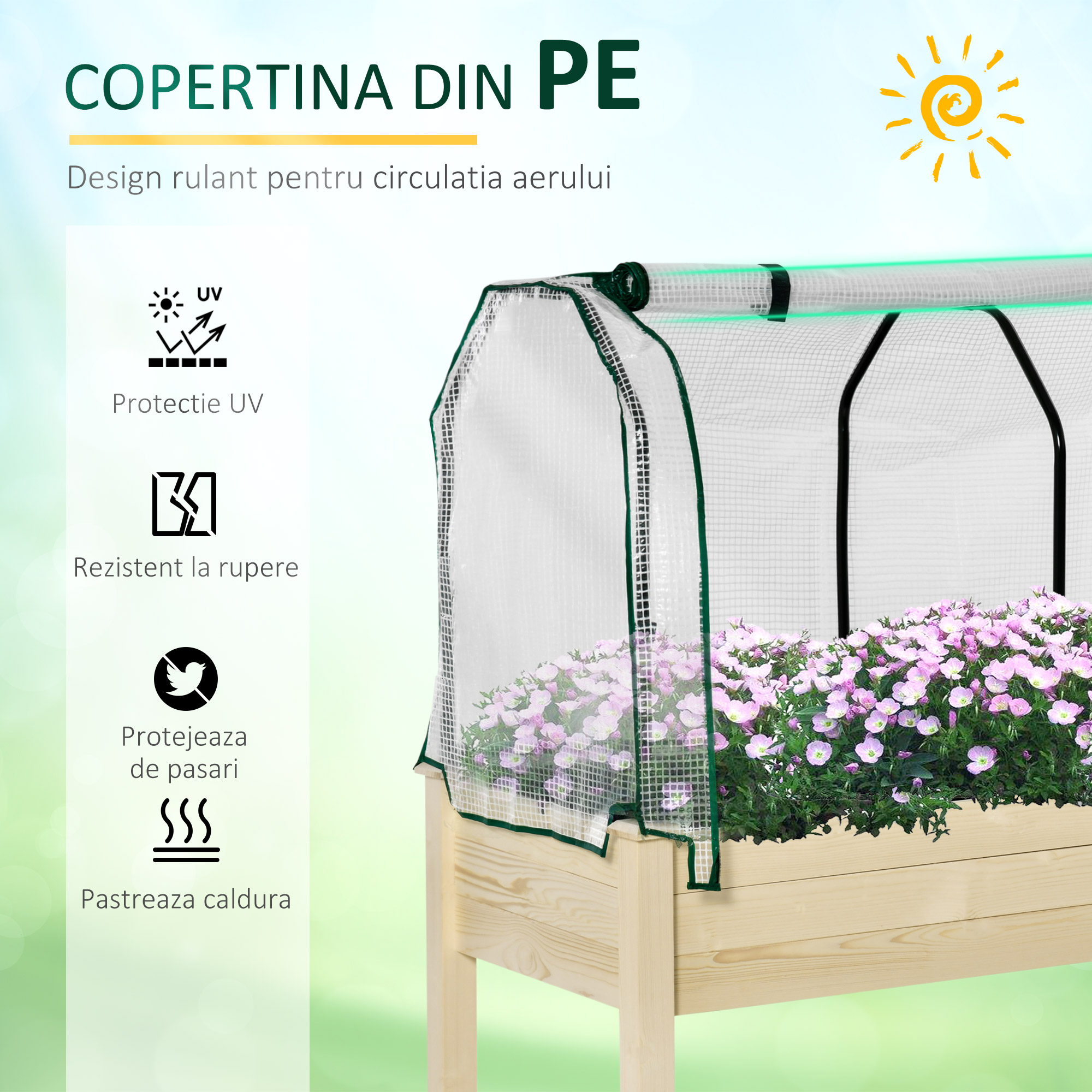  jardiniera tip sera, pentru plante, 121x55x117cm, lemn [3]