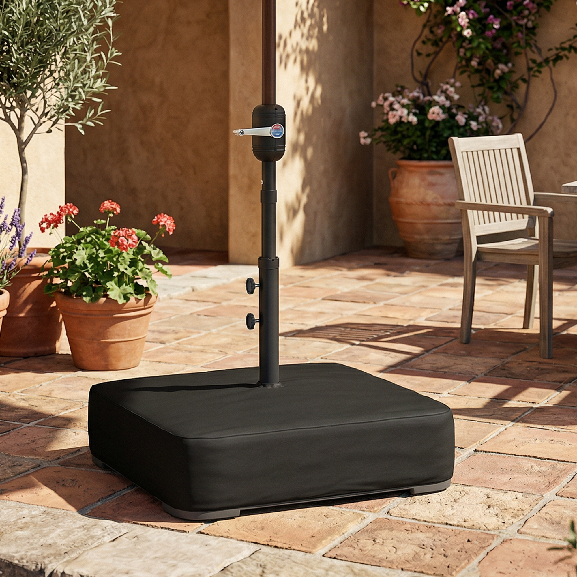  Baza pentru Umbrela Reumplibila cu Nisip 80 kg/Nisip Umed 90 kg, pentru Tije de Ø48 mm, Negru [1]