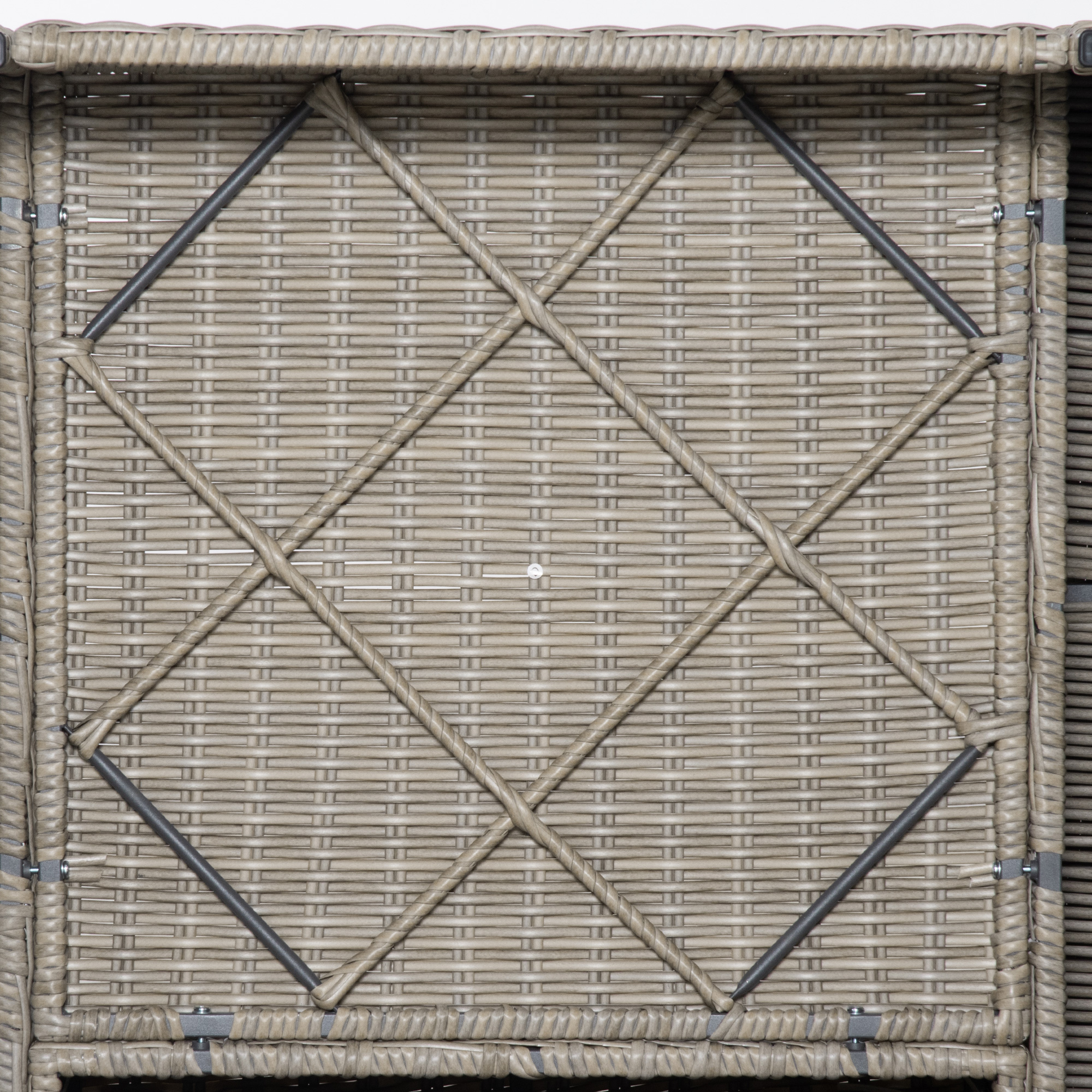  Set Mobila de Gradina 4 Piese din Ratan PE, Salon de Exterior cu 1 Canapea, 2 Fotolii, 1 Masuta si  Perne Detasabile si Lavabile, Kaki si Bej [6]