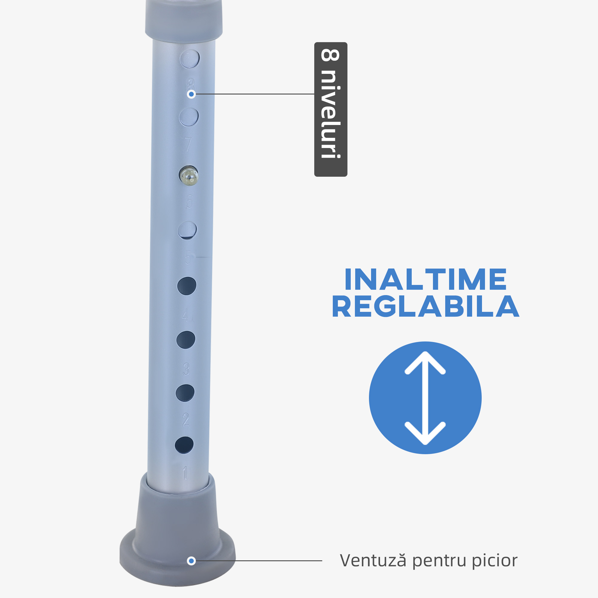  Scaun de Dus Reglabil pe 8 Nivele cu Orificii de Drenaj si sezut in Forma de U, 48x42x71-83,5 cm, Alb [5]