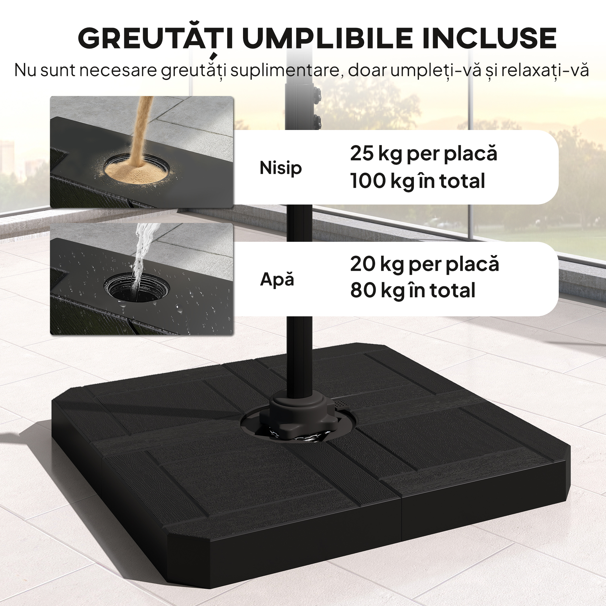  Umbrela de gradina suspendata, 2,4x2,4m, gri [3]