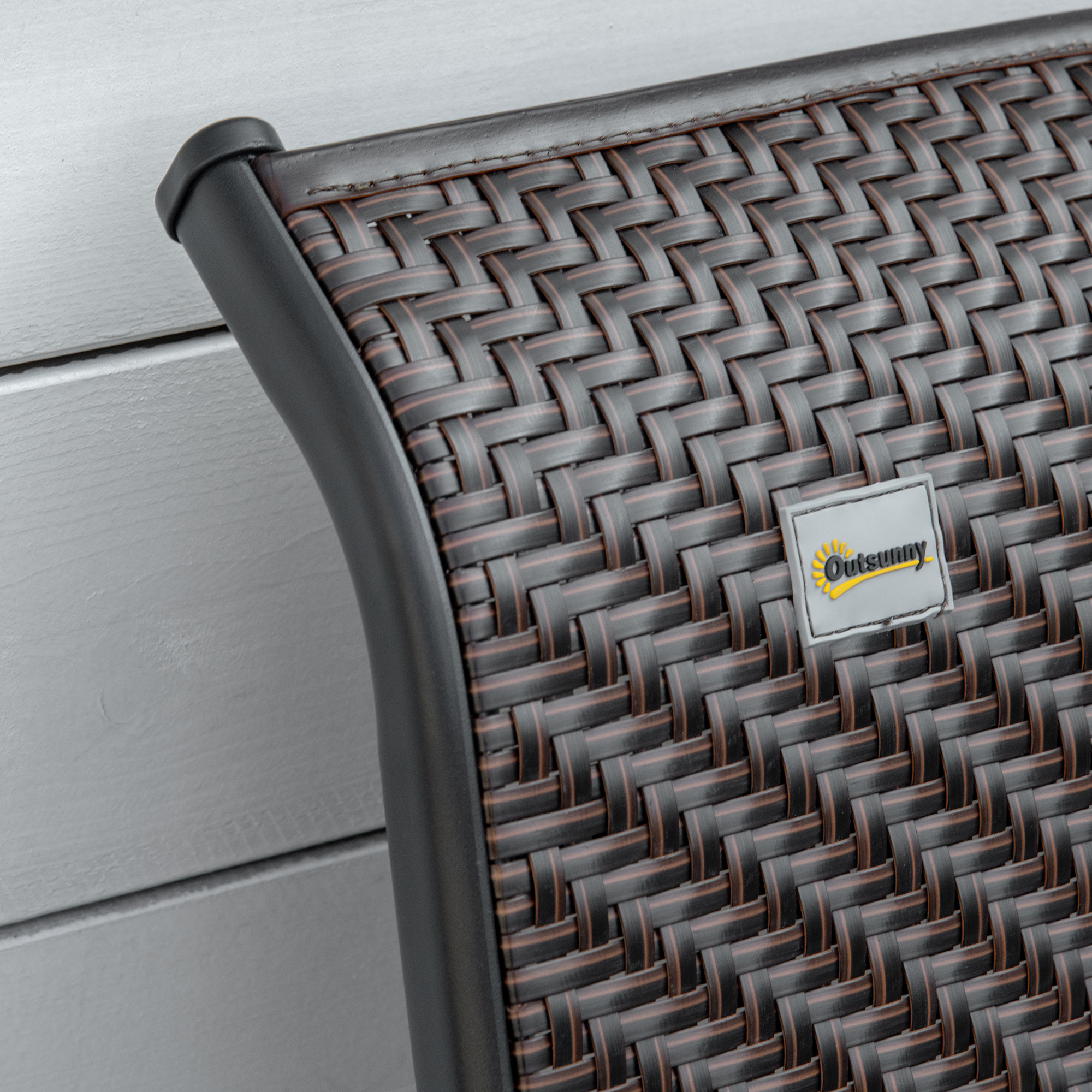  Set Scaune de Gradina 2 Piese din Ratan PE si Otel, Scaune Pliante pentru Exterior cu Spatar Reglabil in 7 Pozitii, Rosu si Negru [7]