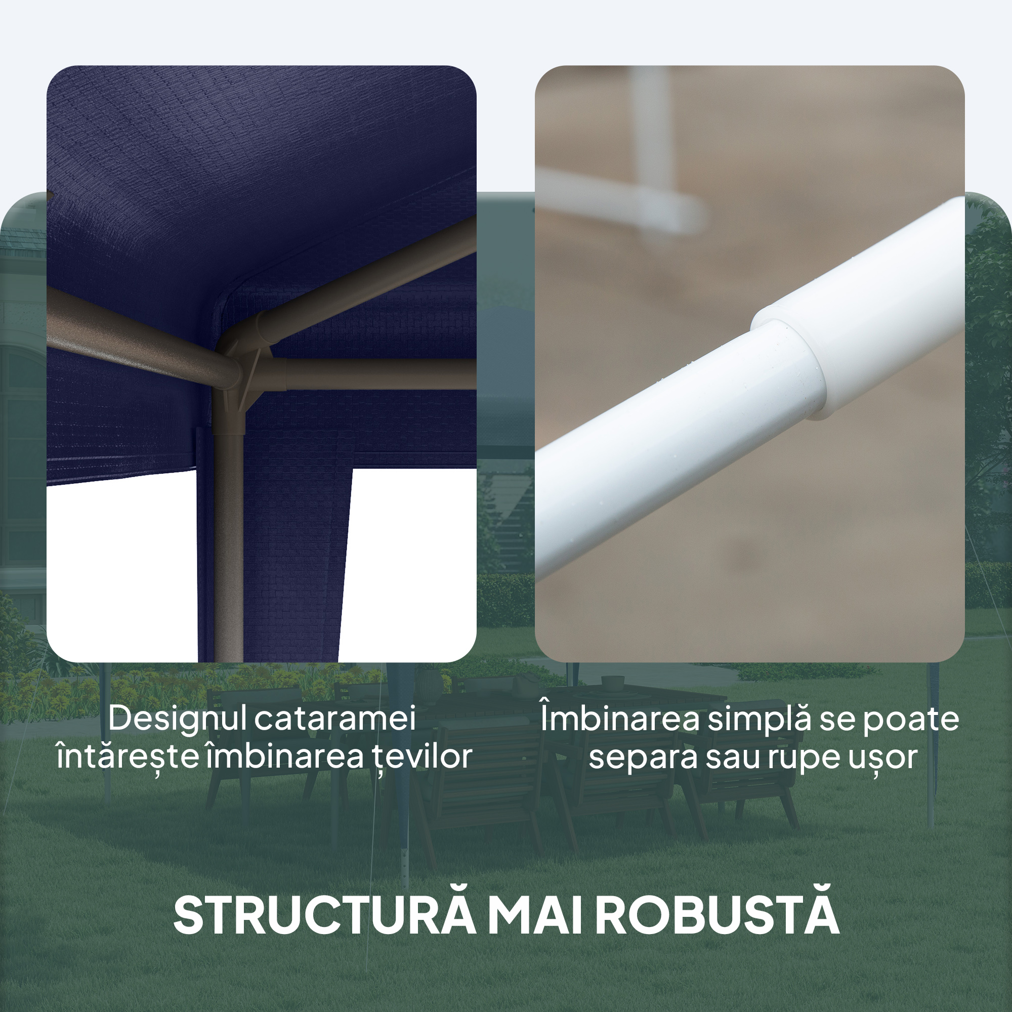  Pavilion de Gradina 3x3 m Pliabil si Portabil cu Acoperire Anti-UV, Albastru [4]