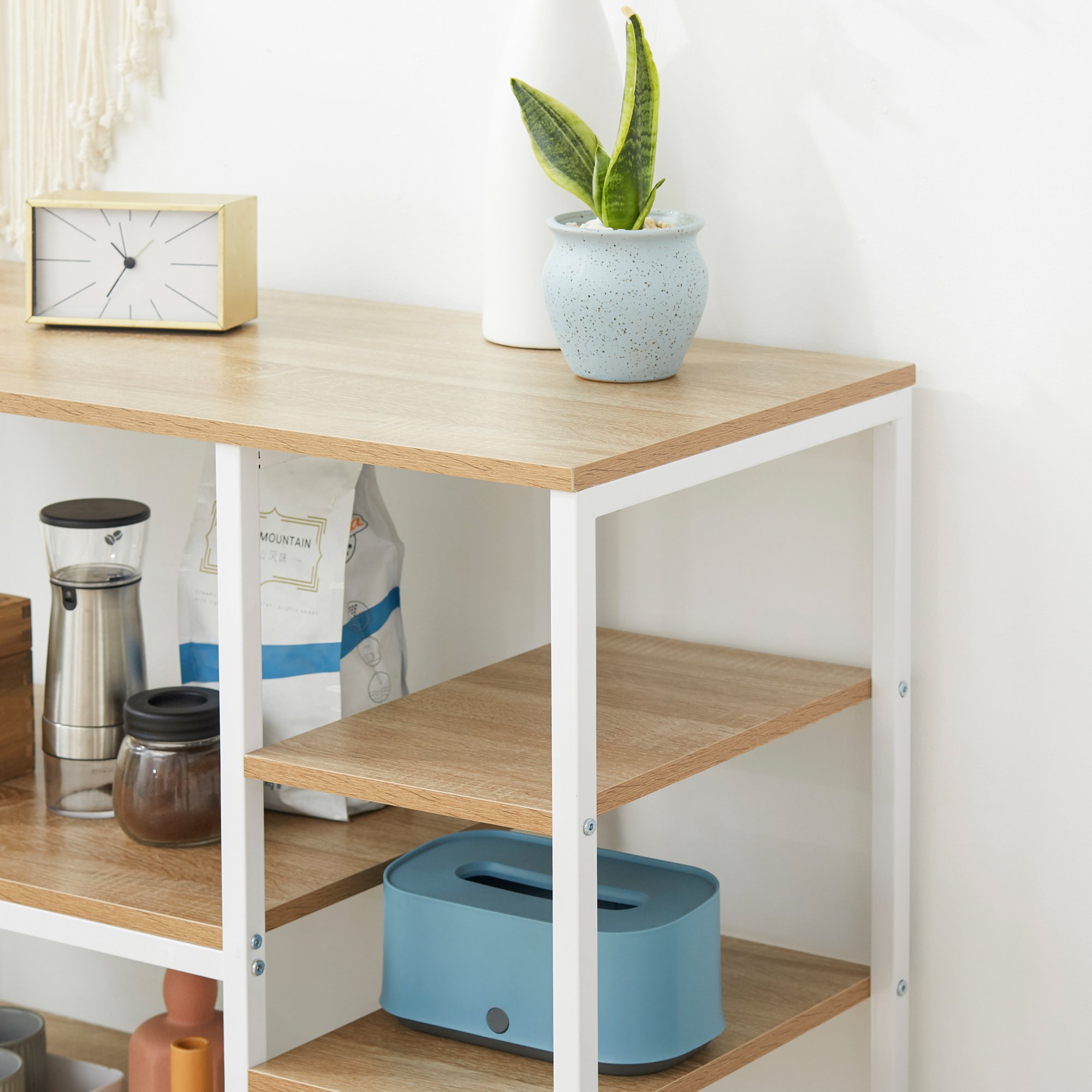  Raft pentru Bucatarie Economie de Spatiu Dulap cu 7 Rafturi din Metal Lemn [5]