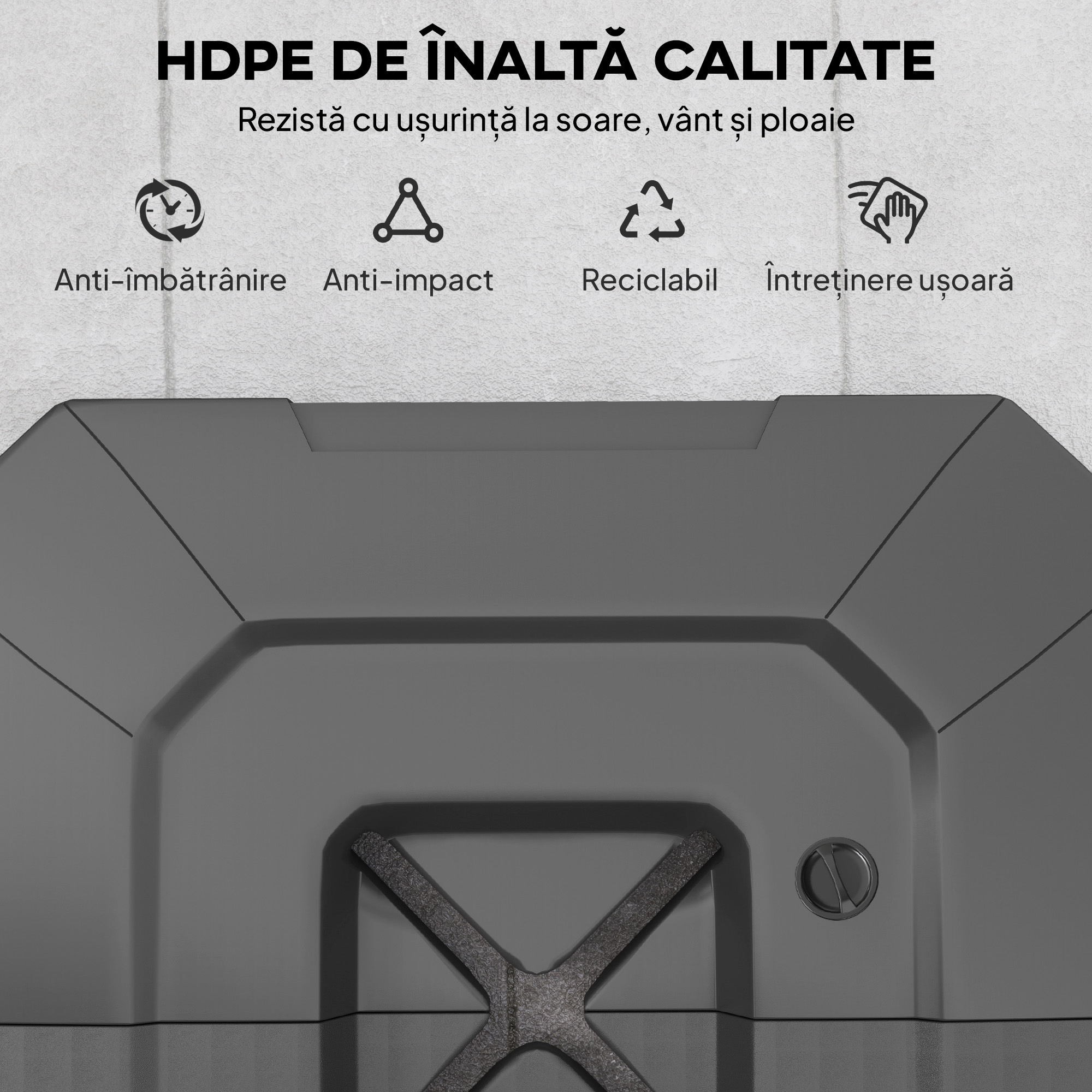  Set 2 Greutati pentru Baza Umbrela cu Brat Lateral din HDPE, Reumplibile pana la 105 kg, 101x101x12 cm, Negru [6]