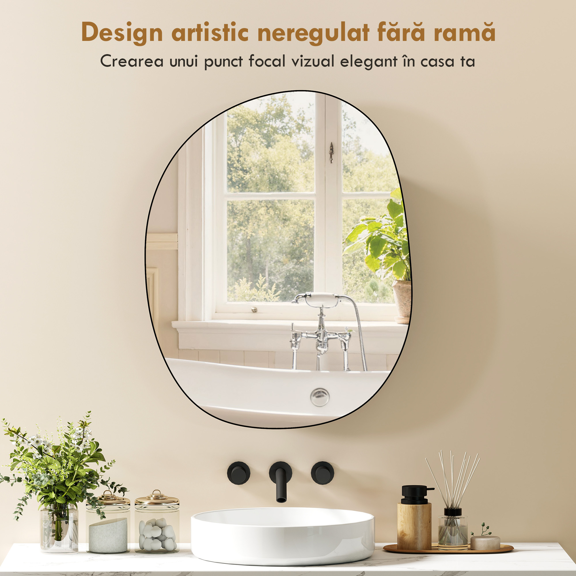  Dulap de Baie cu Oglinda si 3 Rafturi Interioare, Aluminiu si Metal, 61x12x79 cm, Negru [3]