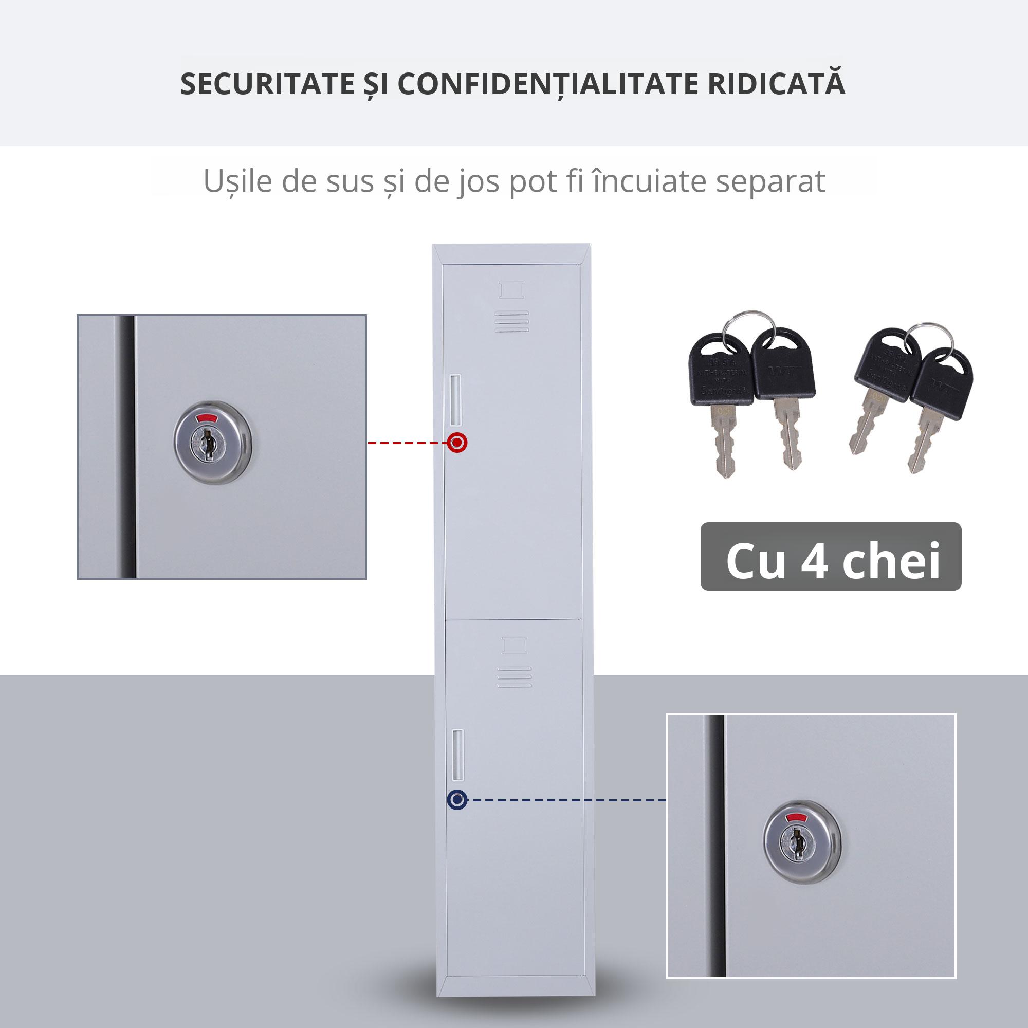  Dulap Metalic Haine - 4 Rafturi, 2 Usi, Gri 38×46×180 cm [5]