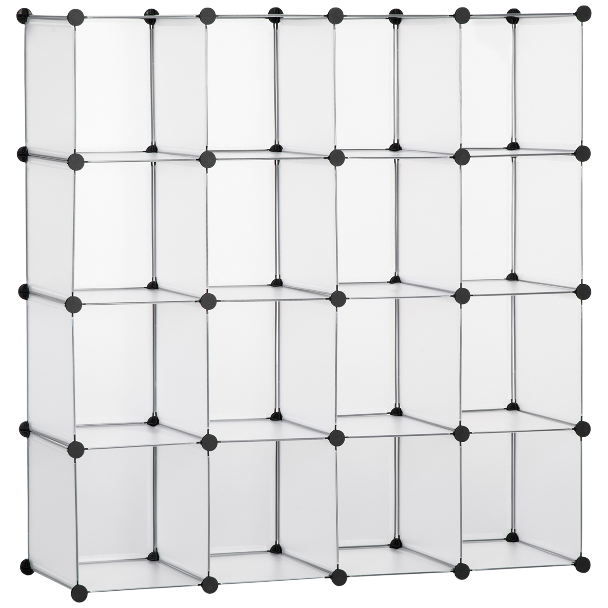 Living & hol -  Mobilier pentru incaltaminte modular, 16 cuburi 30x30x30cm din plastic PP si otel , transparent
