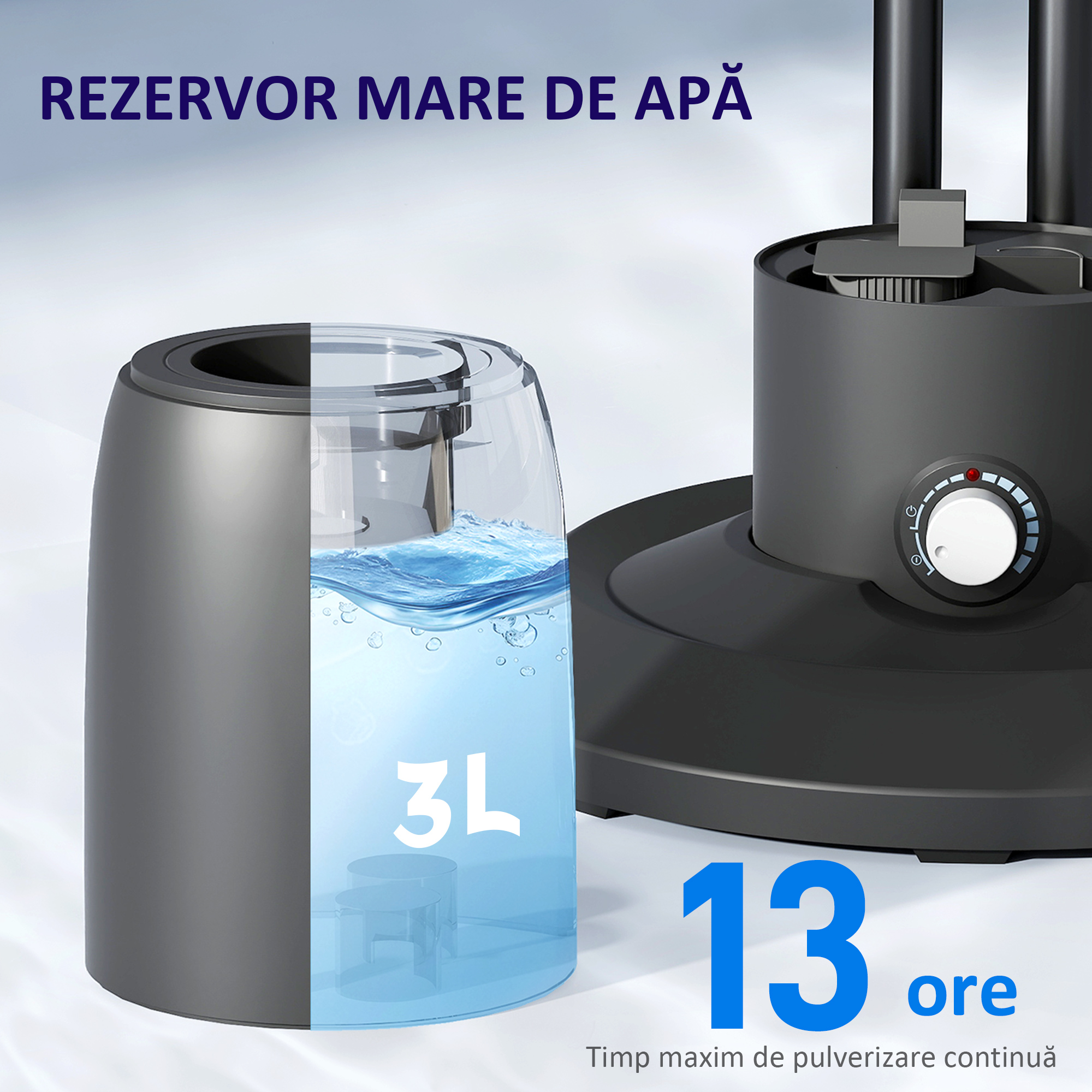  Ventilator cu cu Pulverizare de Apa Reglabil, 3 Viteze si Oscilatie 75° Negru [6]