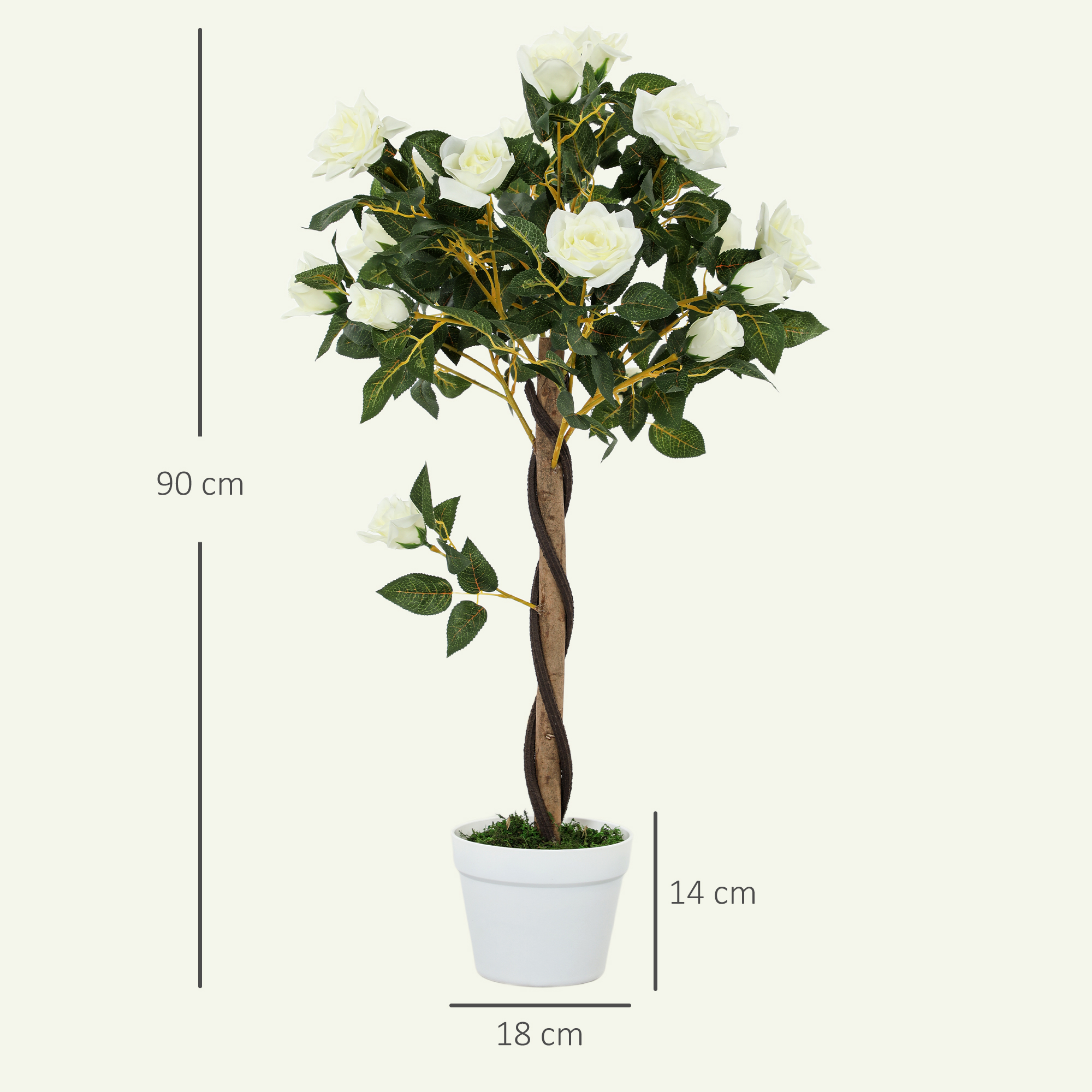  Planta Artificiala de Trandafir cu 21 de Flori Ø18x90 cm Portocaliu cu Vas [2]