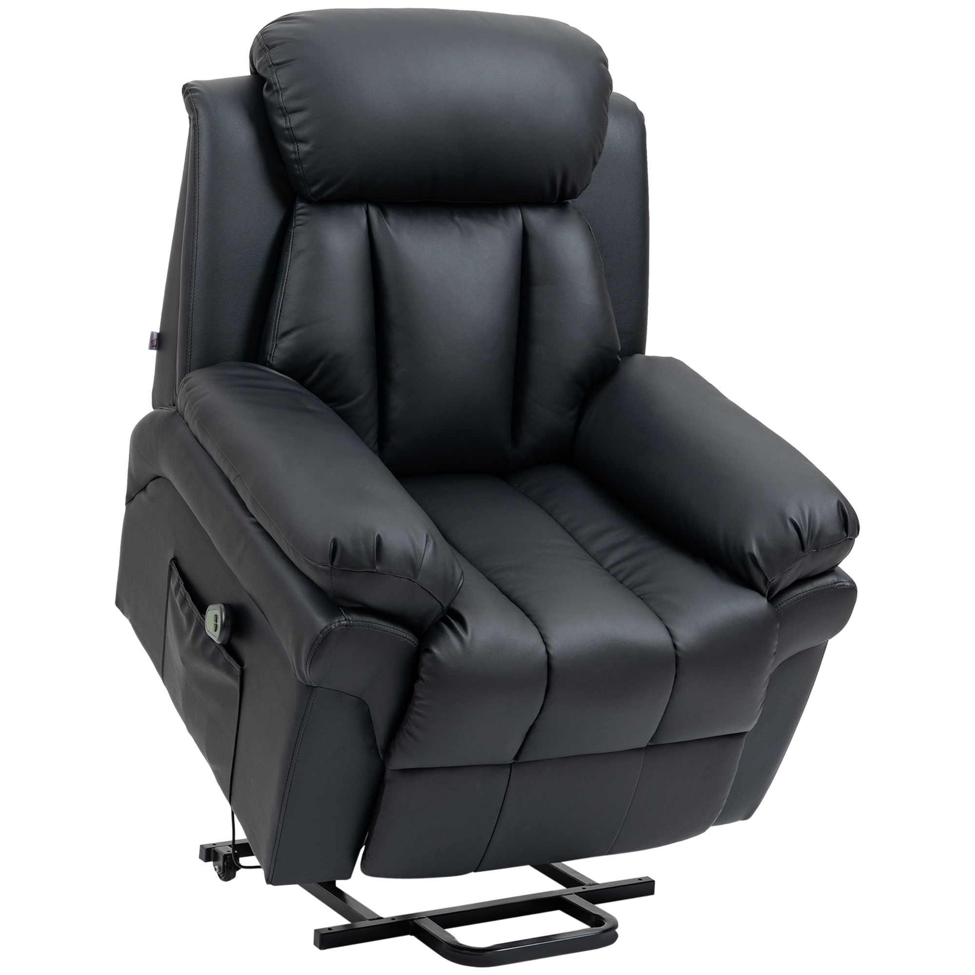  Fotoliu Recliner Electric cu Functie de Ridicare, Tapiterie Groasa si Telecomanda, 96x93x105 cm, Negru [0]