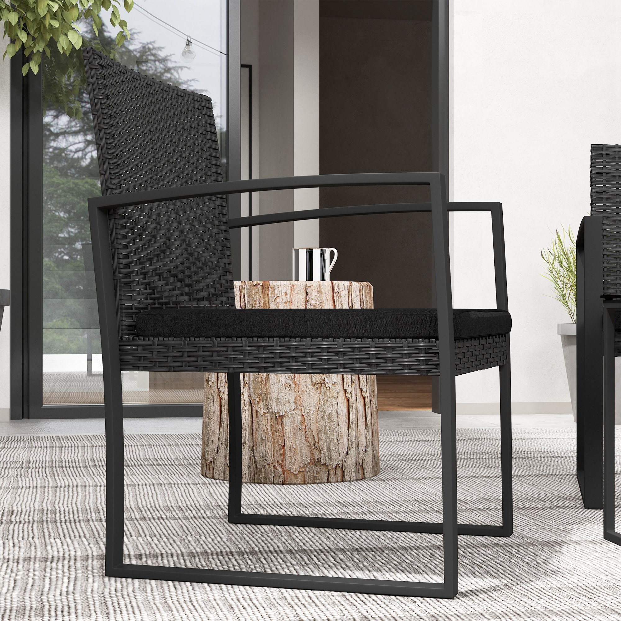  Set de cafea din ratan PP din 3 piese cu perne, Mobilier [8]