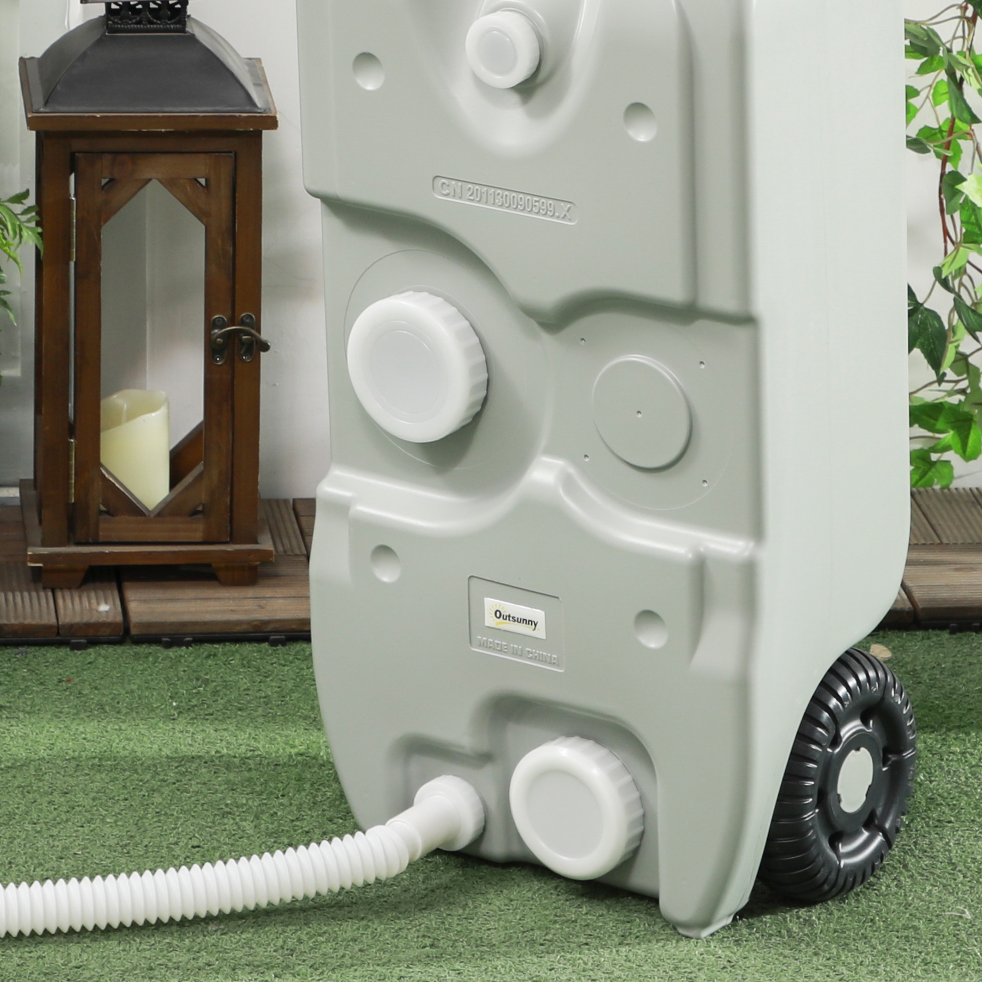  Rezervor pentru Apa de Camping 40L cu Roti si Maner Reglabil, Tub si Robinet Inclus, Gri [7]