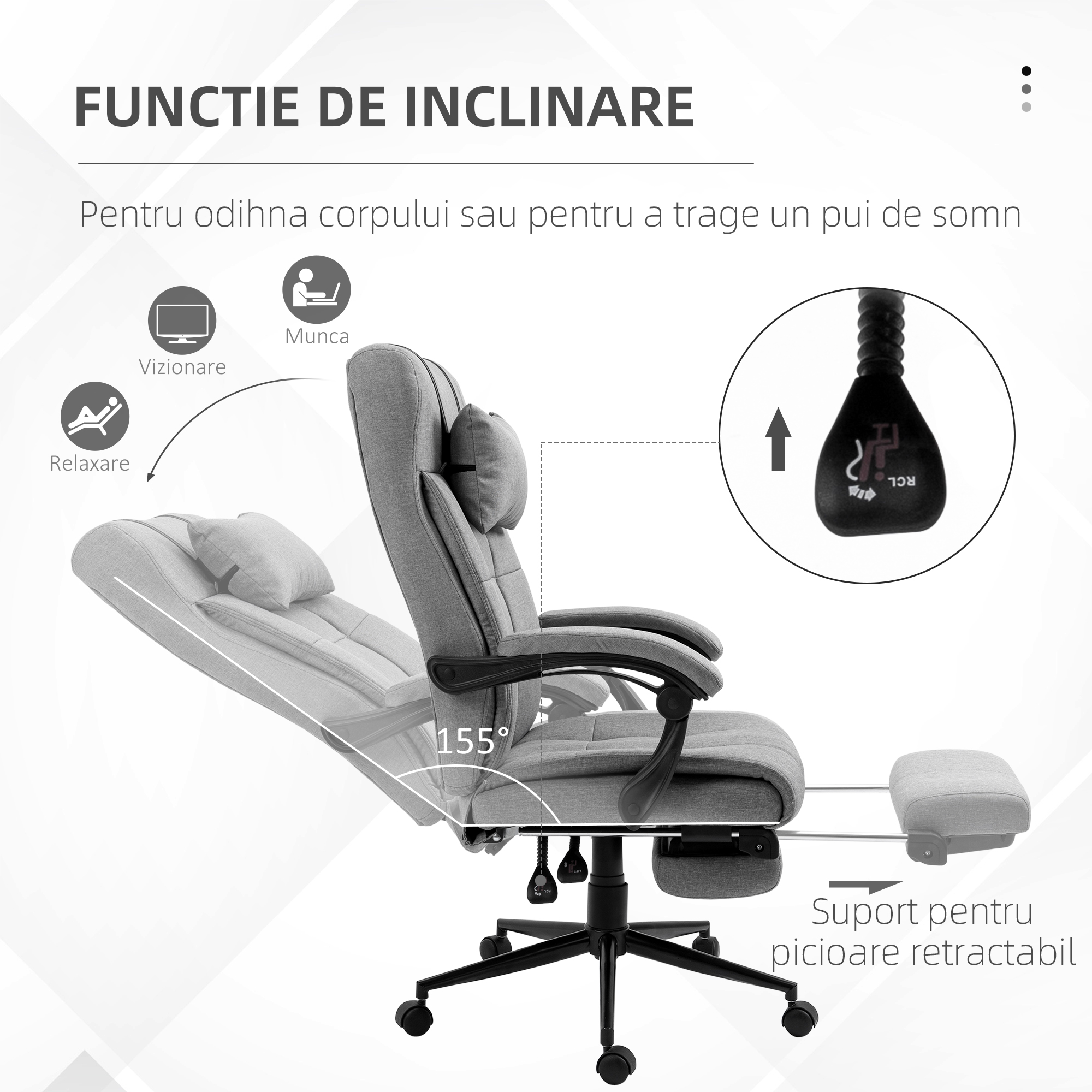 Scaun Ergonomic Rabatabil - Tetiera & Suport Picioare [4]