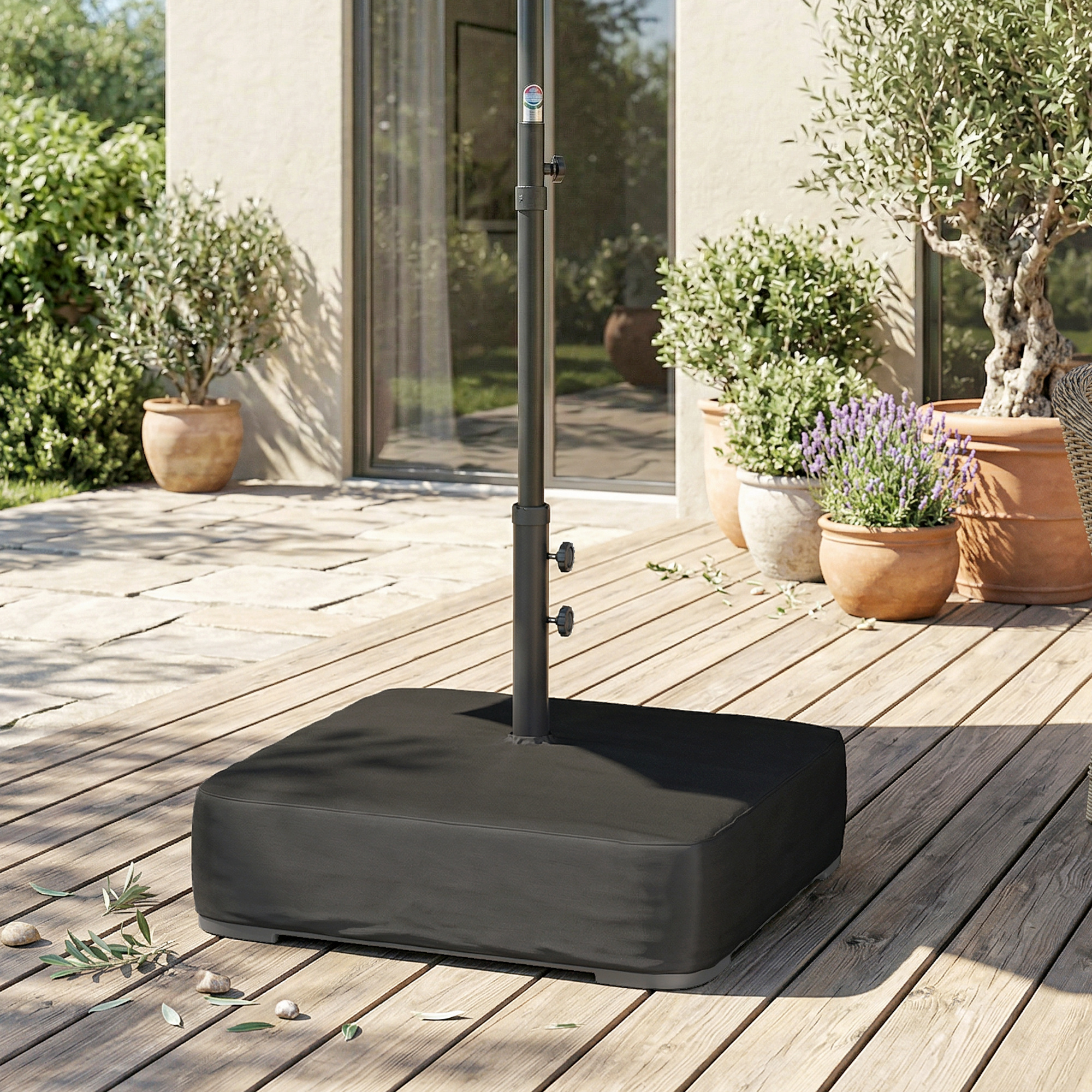  Baza pentru Umbrela Reumplibila cu Nisip 80 kg/Nisip Umed 90 kg, pentru Tije de Ø48 mm, Negru [8]