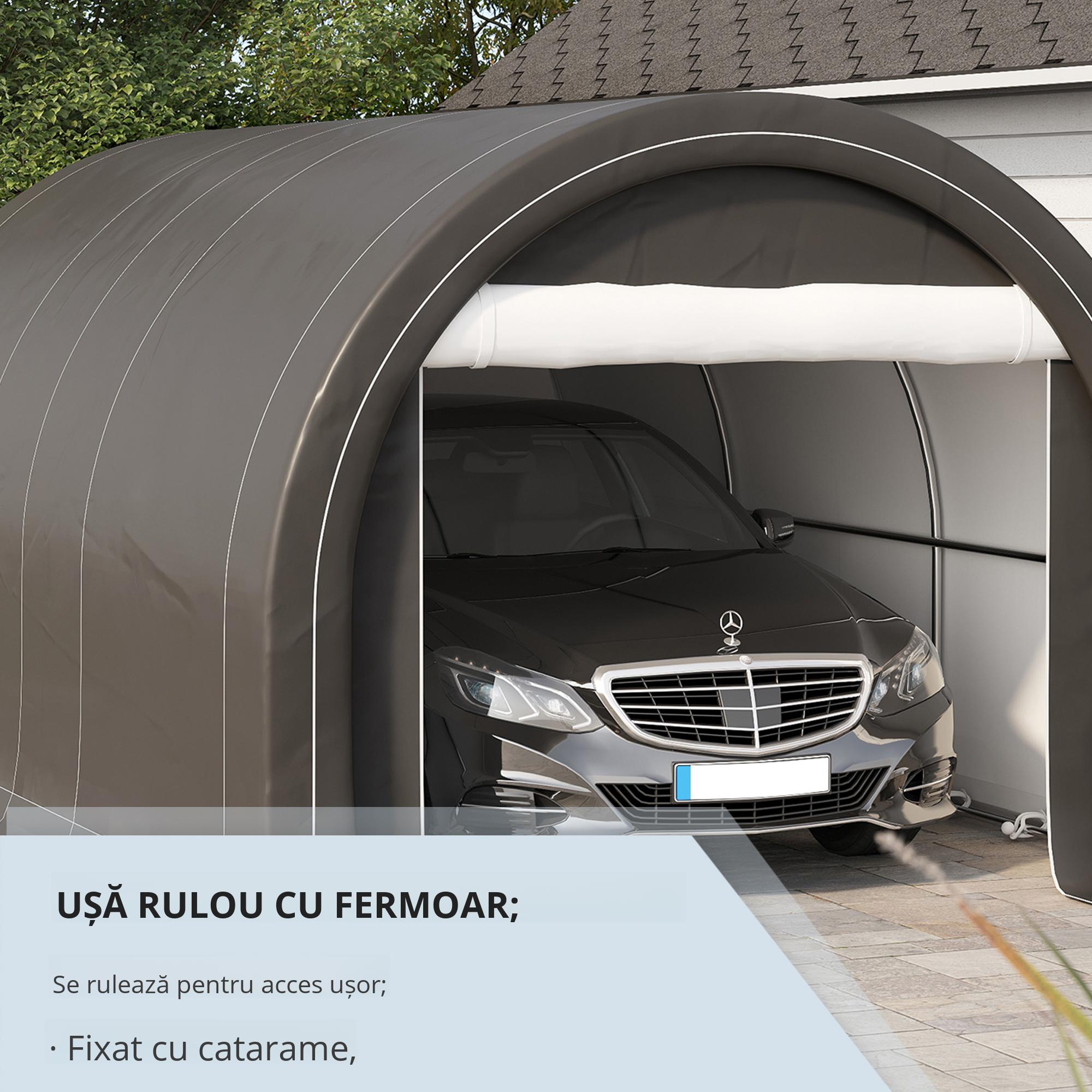  Auto-Garaj 3×5 m - Sopron Depozitare Portabil cu Usa Mare si Copertina pe Fermoar [5]