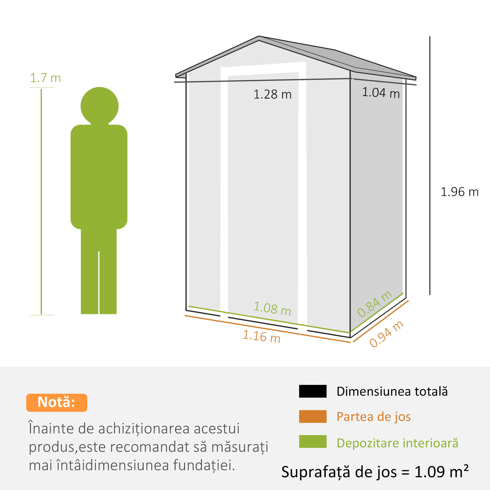  Casuta pentru Unelte cu 2 Intrari, Ferestre si Aerisiri, din PP si Aluminiu, 128x104x196 cm, Gri inchis [2]