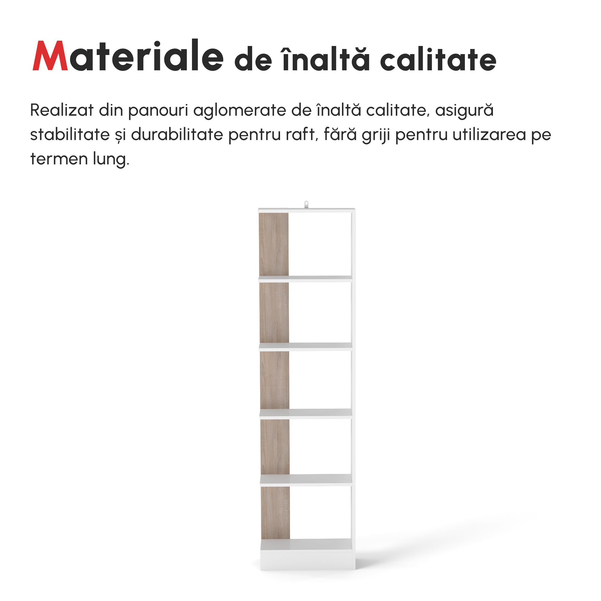  Raft Perete 5 Rafturi - Stejar & Alb, Design Modern pentru Camera [3]