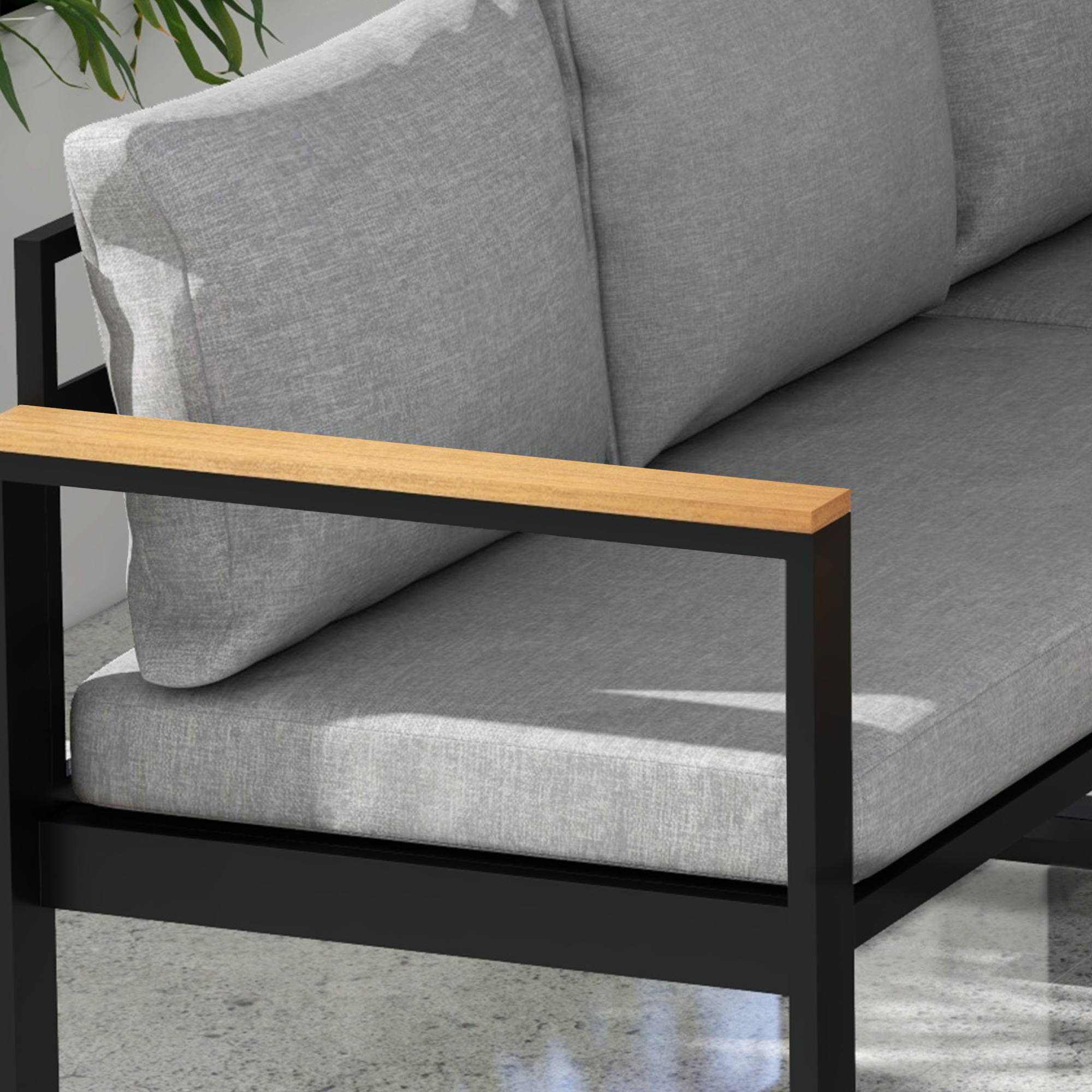  Set de Mobilier pentru Gradina din 4 Piese cu 2 Canapele Duble, Coltar si Masuta de Cafea, 124x61x71,5 cm, Gri [6]