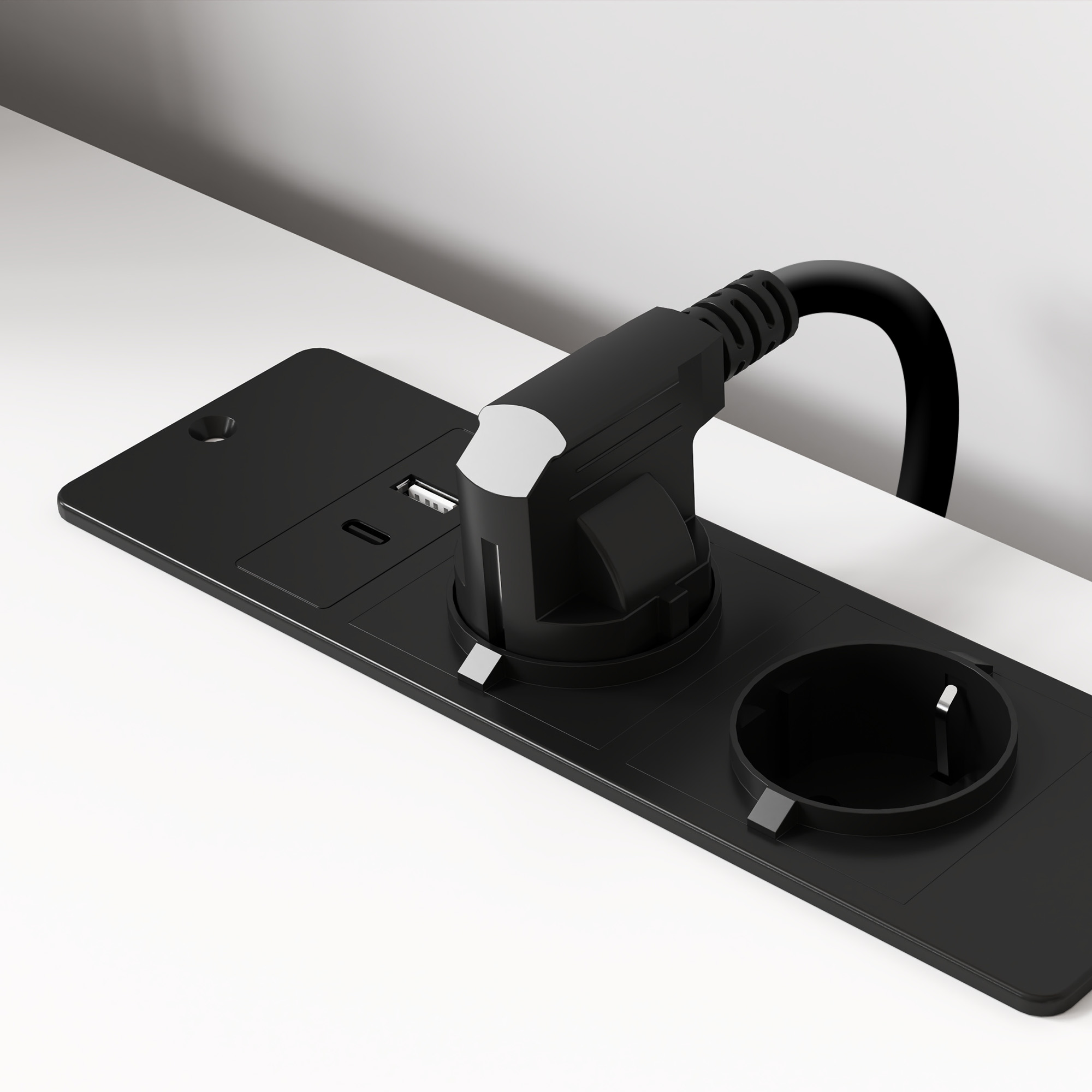  Birou Computer - Alb/Negru cu Rafturi Reversibile & USB Integrat [8]