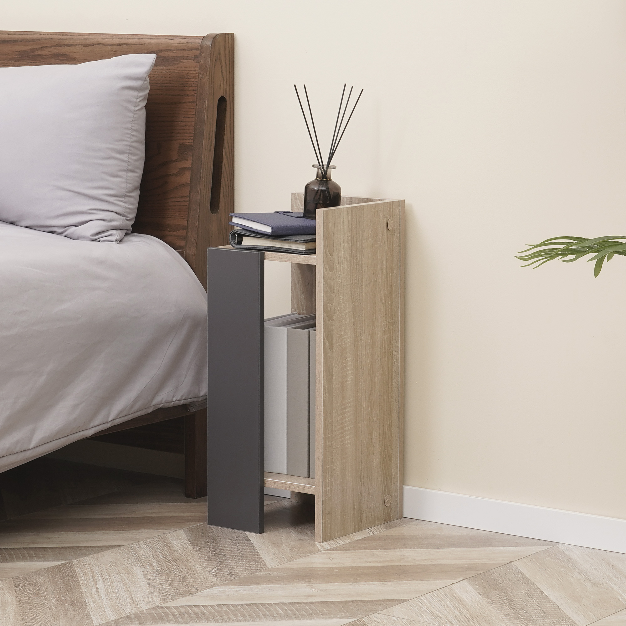  Set 2 Noptiere Moderne - Gri cu Polita Deschisa [1]