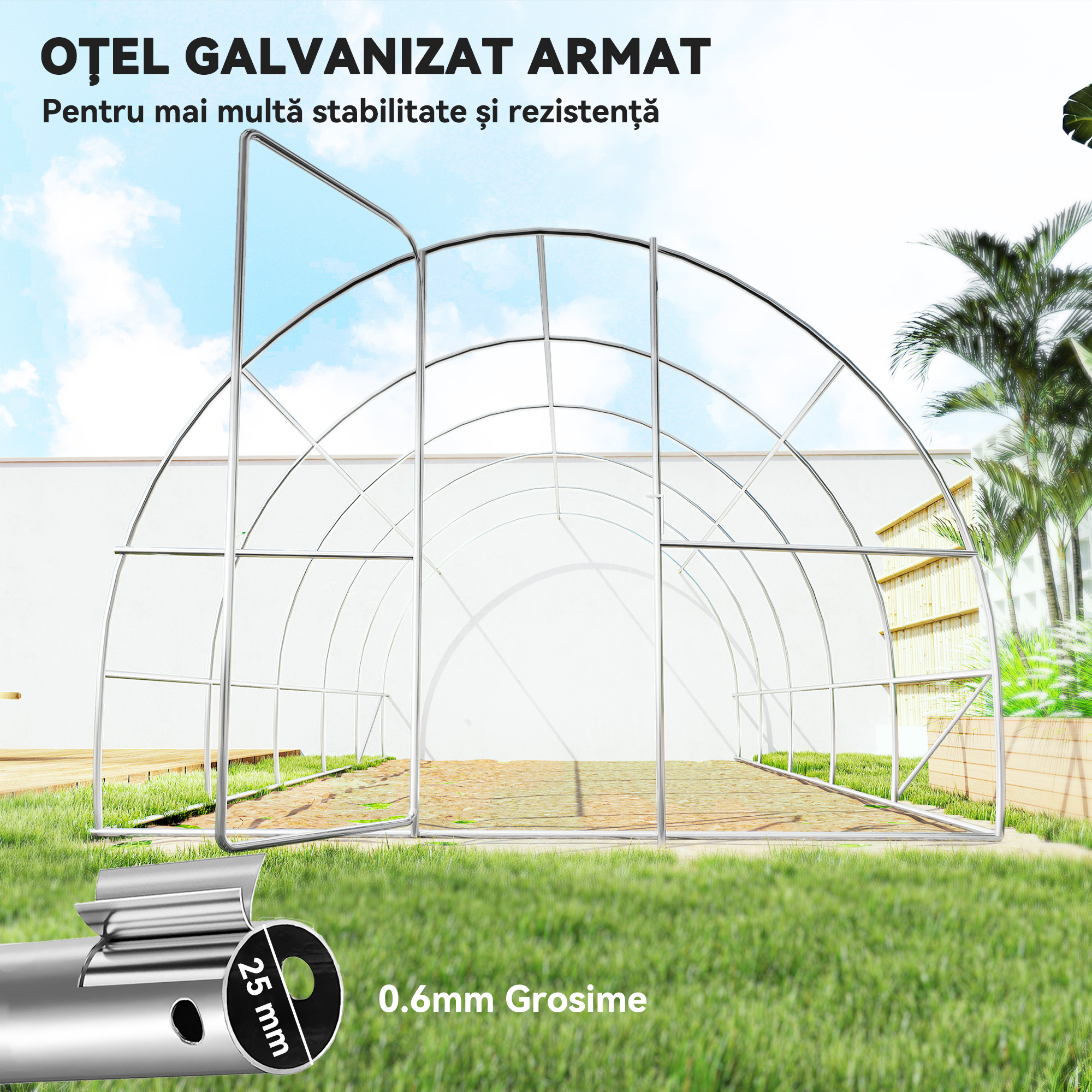  Sera de Gradina Tunel pentru Cultivare Plante in PE, 600x300x200cm, usa unica [6]