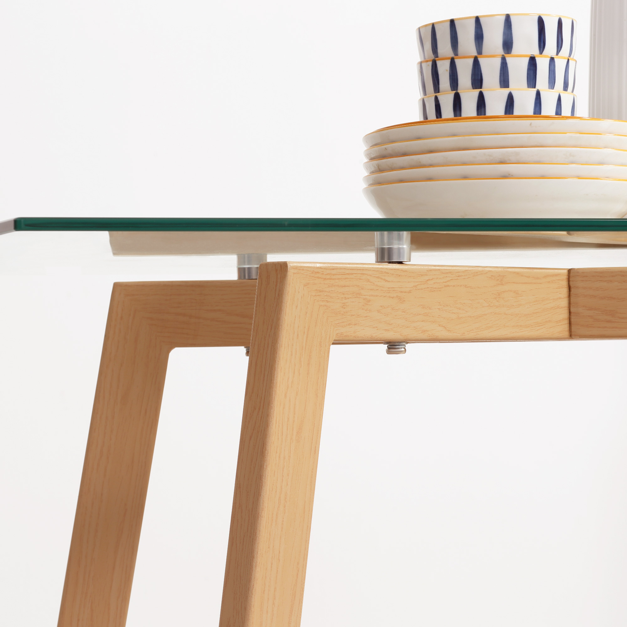  Masa de sufragerie dreptunghiulara pentru max 4 persoane, din otel cu blat din sticla securizata, pentru bucatarie, sufragerie 120x60x76cm [8]