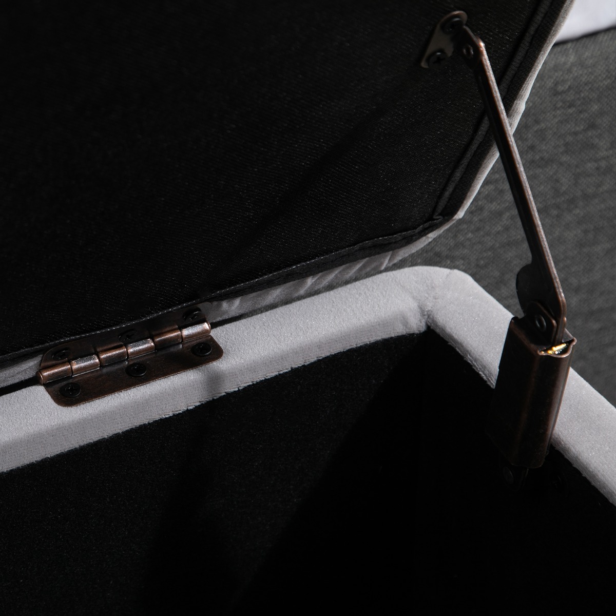  Banca de Depozitare cu sezut Tapitat si Picioare Lacuite Aurii, 100x40x42 cm, Gri [8]